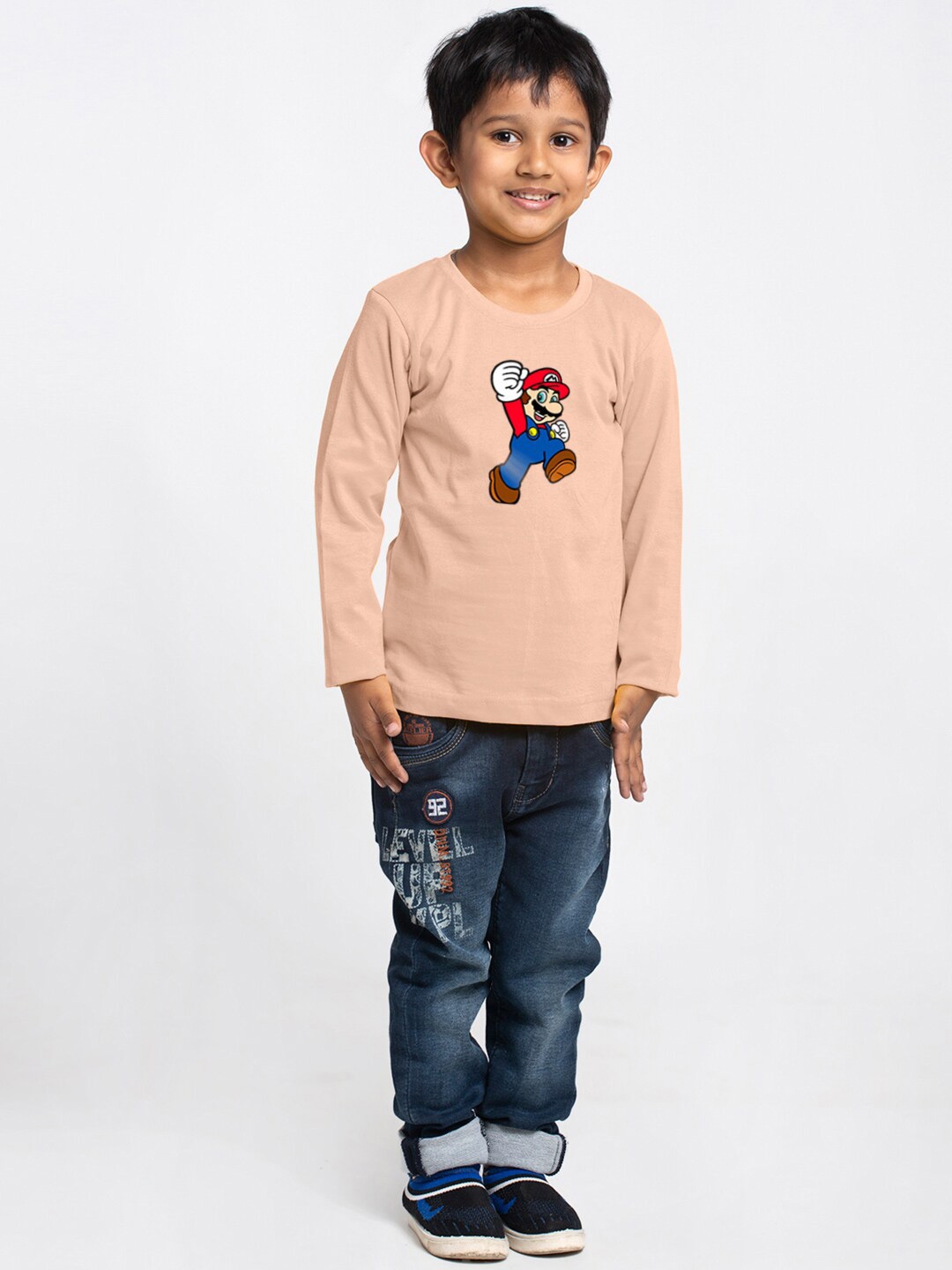 

Friskers Boys Round Neck Long Sleeves Cotton Printed T-shirt, White