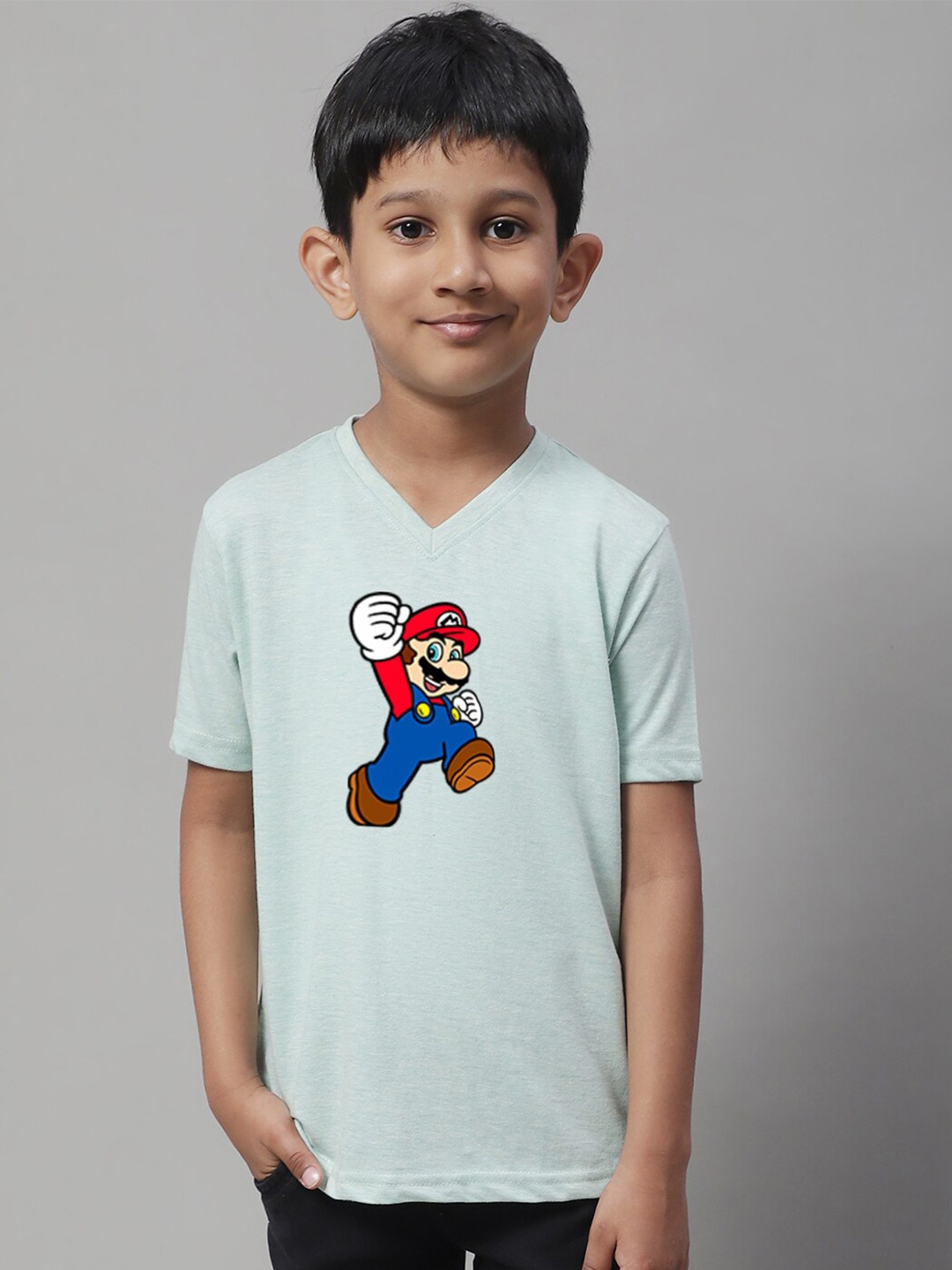 

Friskers Boys Printed V-Neck Short Sleeves Cotton T-shirt, Brown