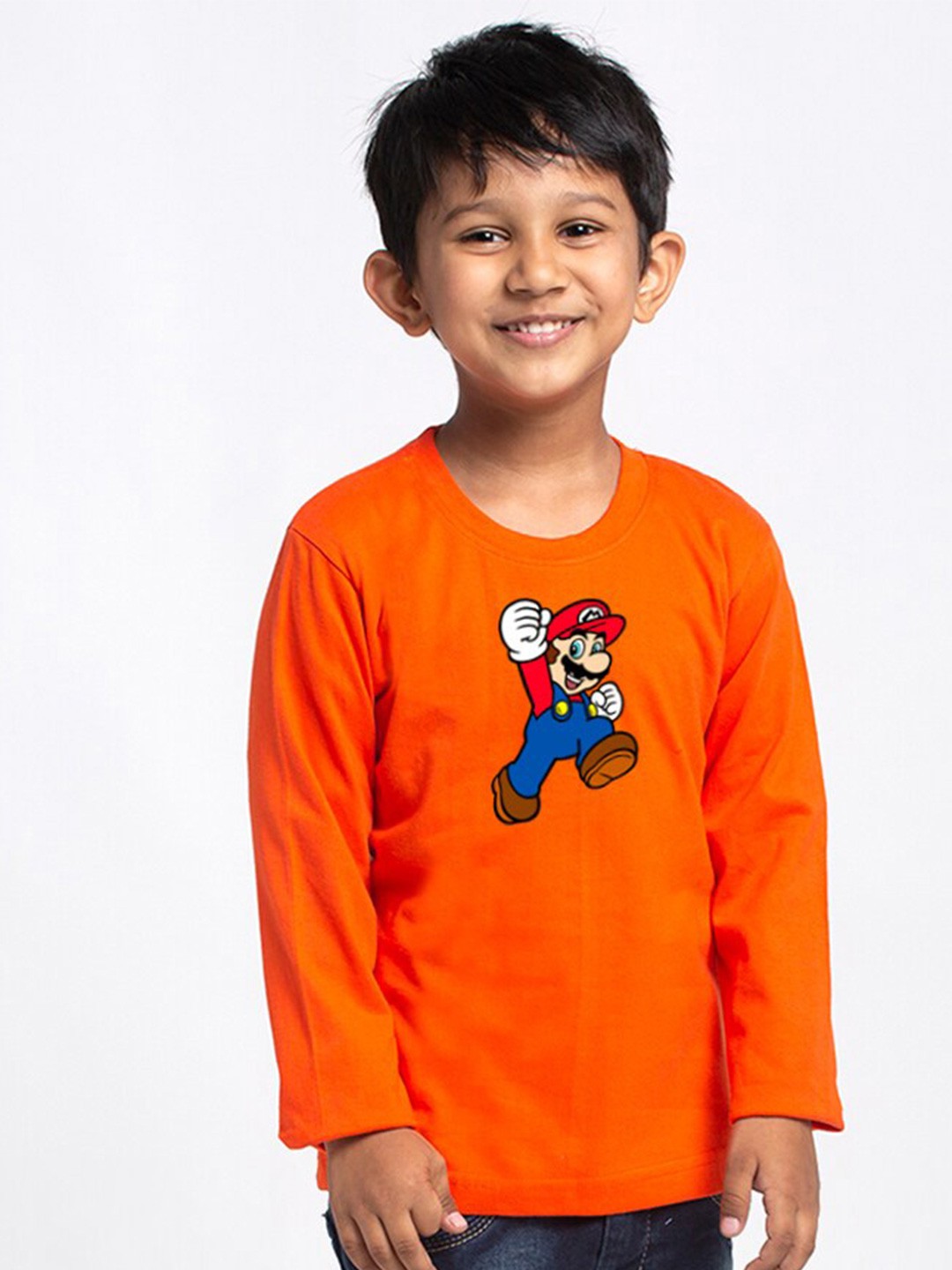 

Friskers Boys Long Sleeves Round Neck Cotton Tshirt, Orange