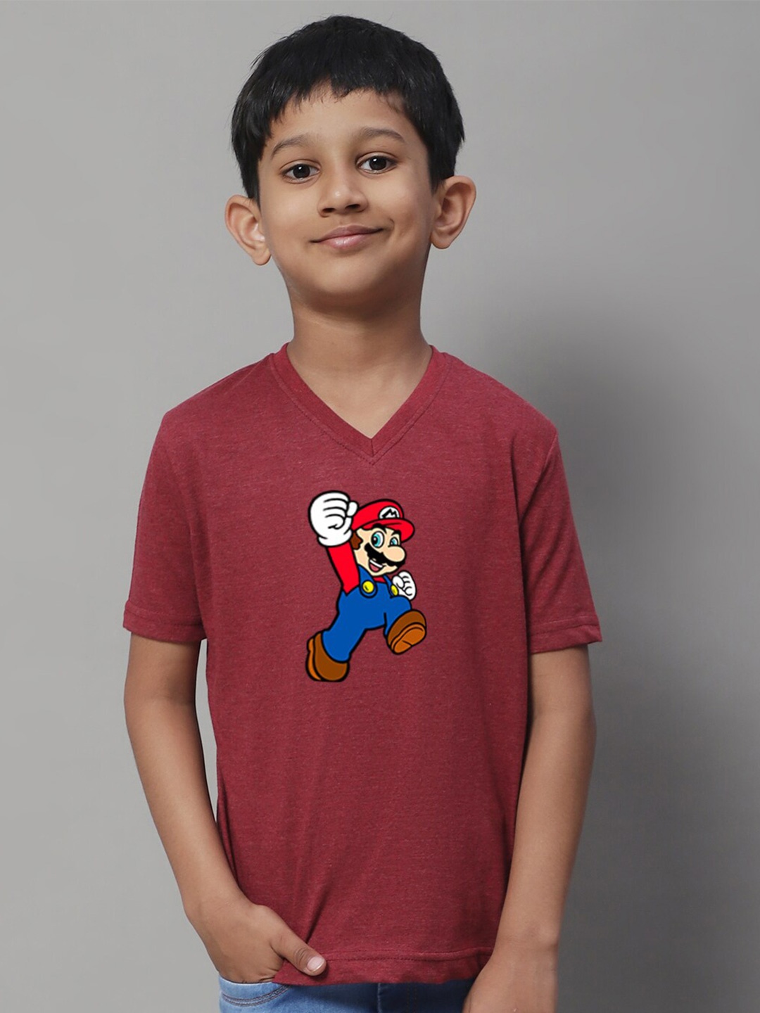 

Friskers Boys Printed V-Neck Short Sleeves T-shirt, White