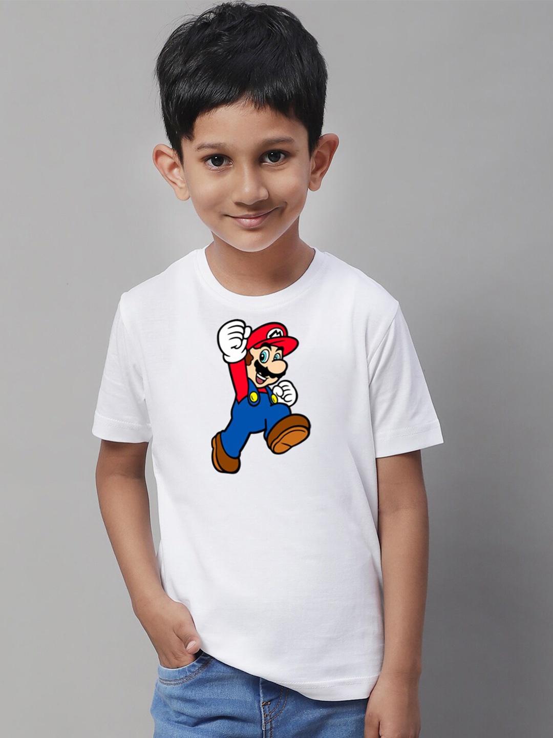 

Friskers Boys Printed Round Neck Cotton Casual T-shirt, White