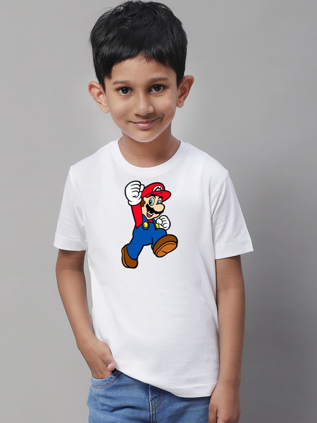 

Friskers Boys Round Neck Short Sleeves Printed Cotton T-shirt, White