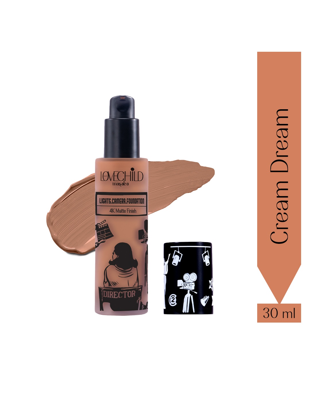 

Lovechild Masaba Lights Camera 4K Matte Finish Liquid Foundation 30 ml - Cream Dream 10, Brown