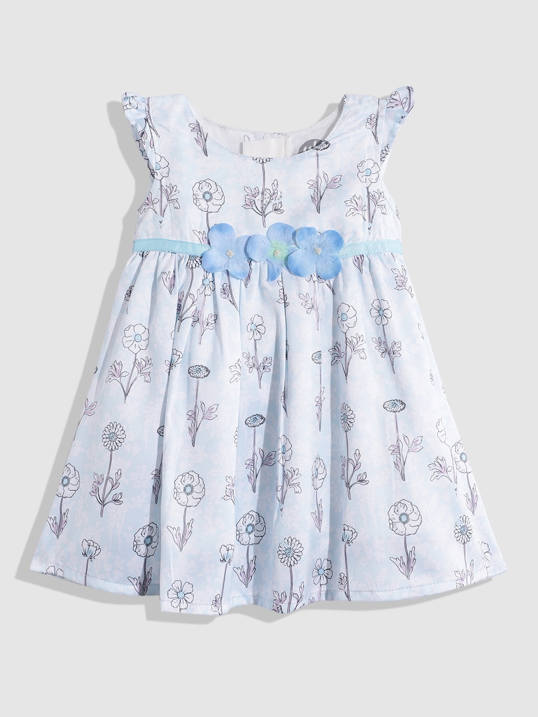 

YK Girls Floral Printed Fit & Flare Dress, Blue