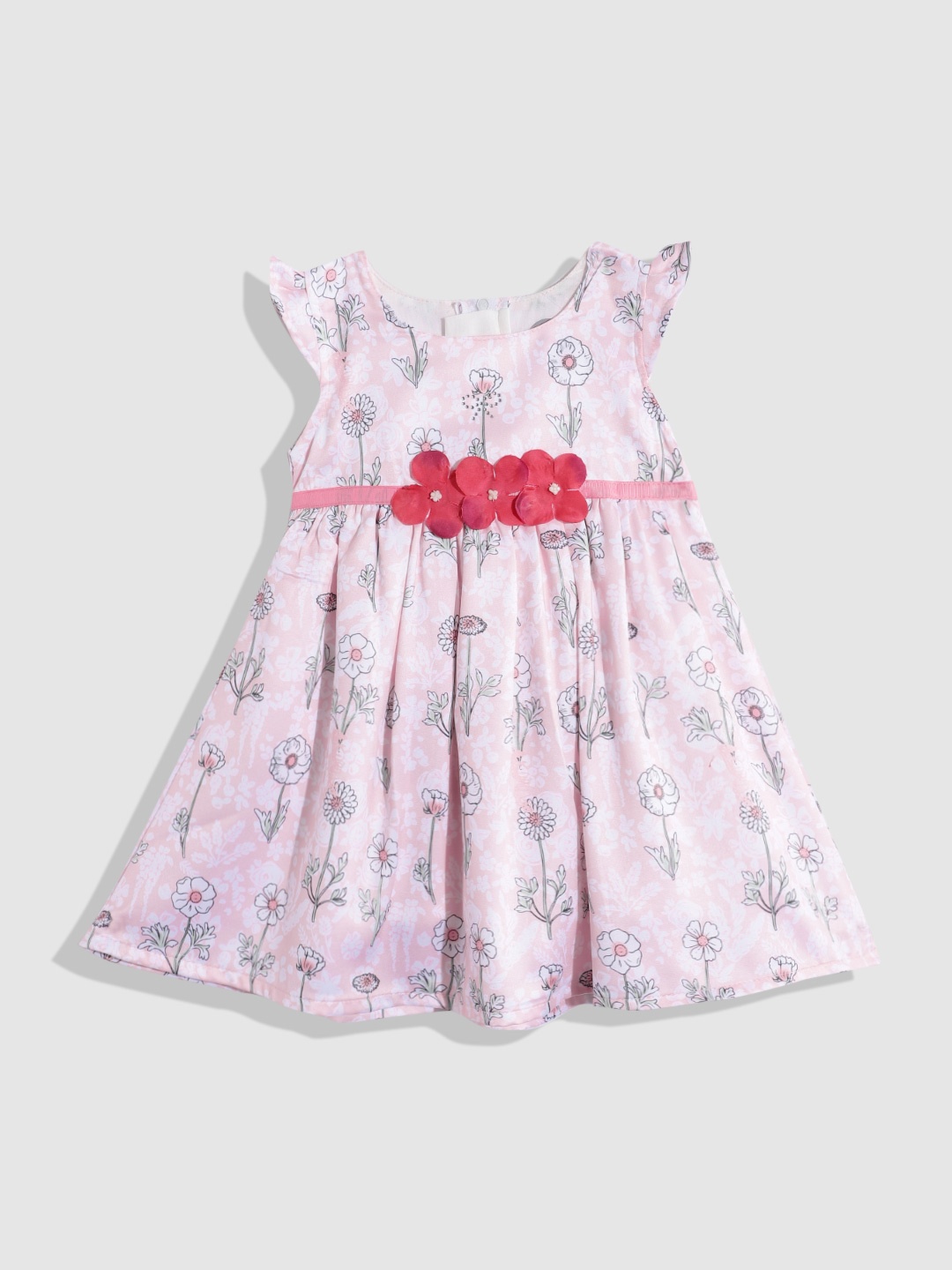 

YK Girls Floral Printed Fit & Flare Dress, Pink
