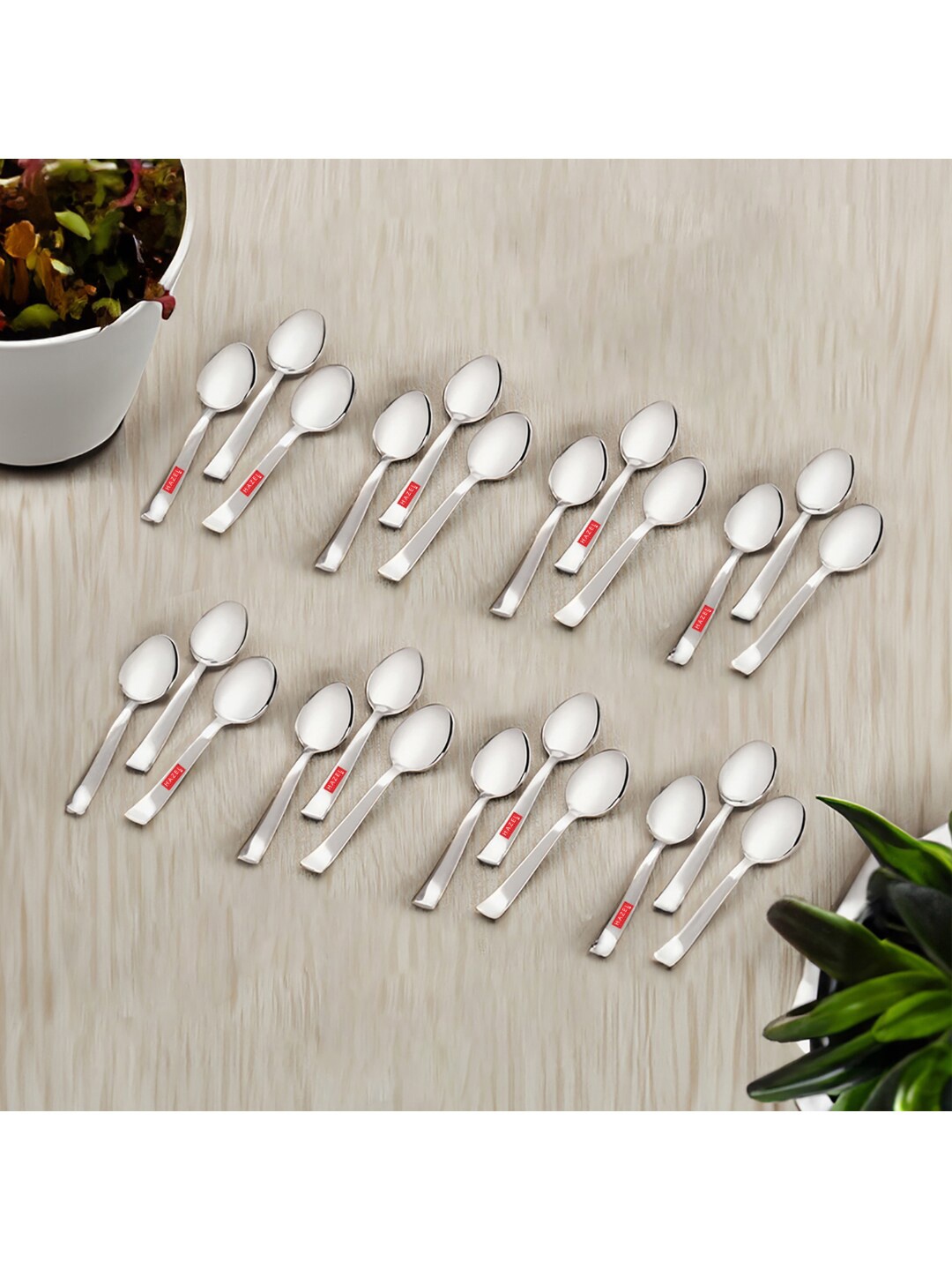 

HAZEL 24 pieces Stainless Steel Mirror Finished Dessert Spoons, Silver