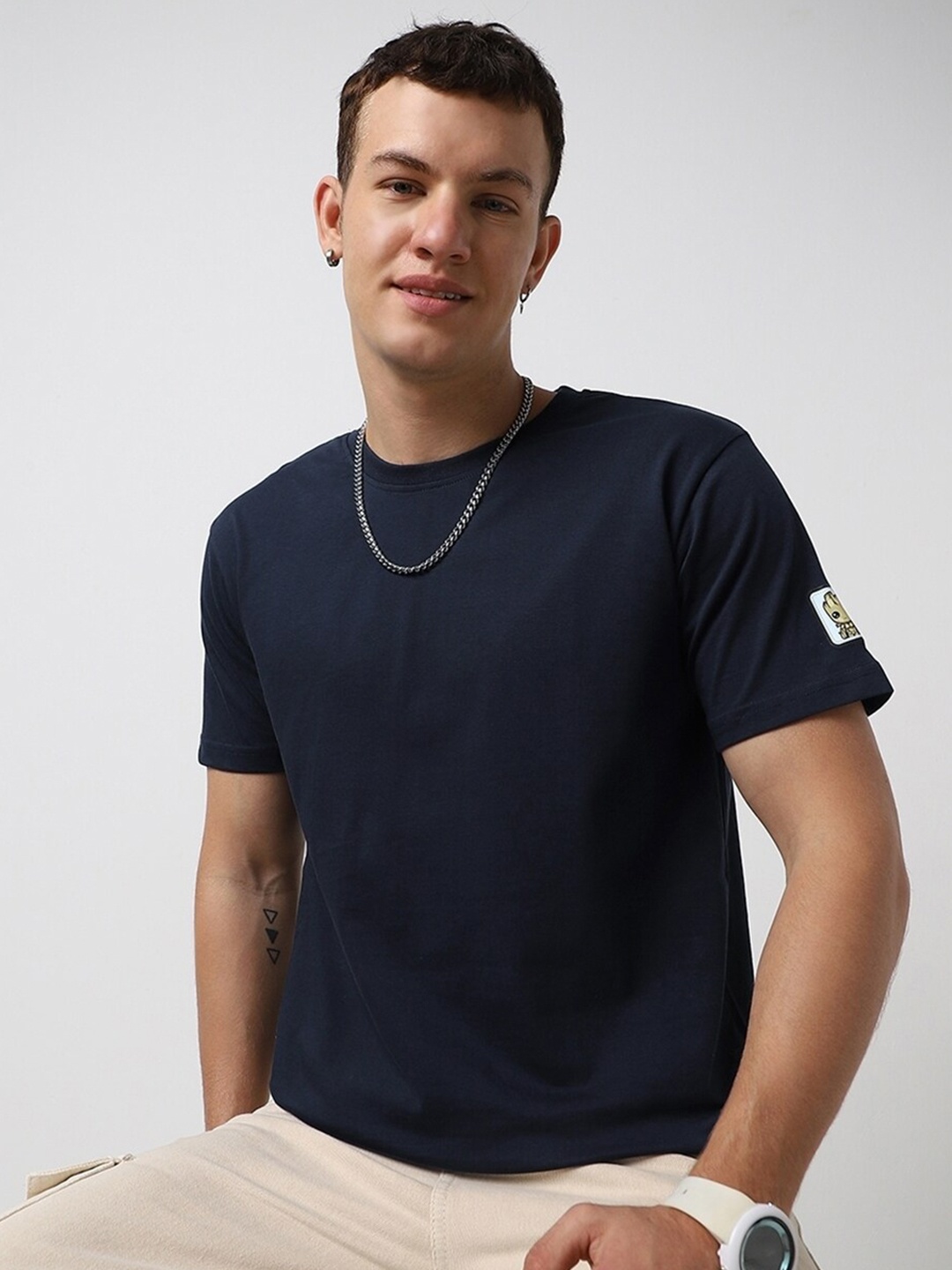 

Bewakoof Groot Badge Graphic Printed Pure Cotton T-shirt, Blue