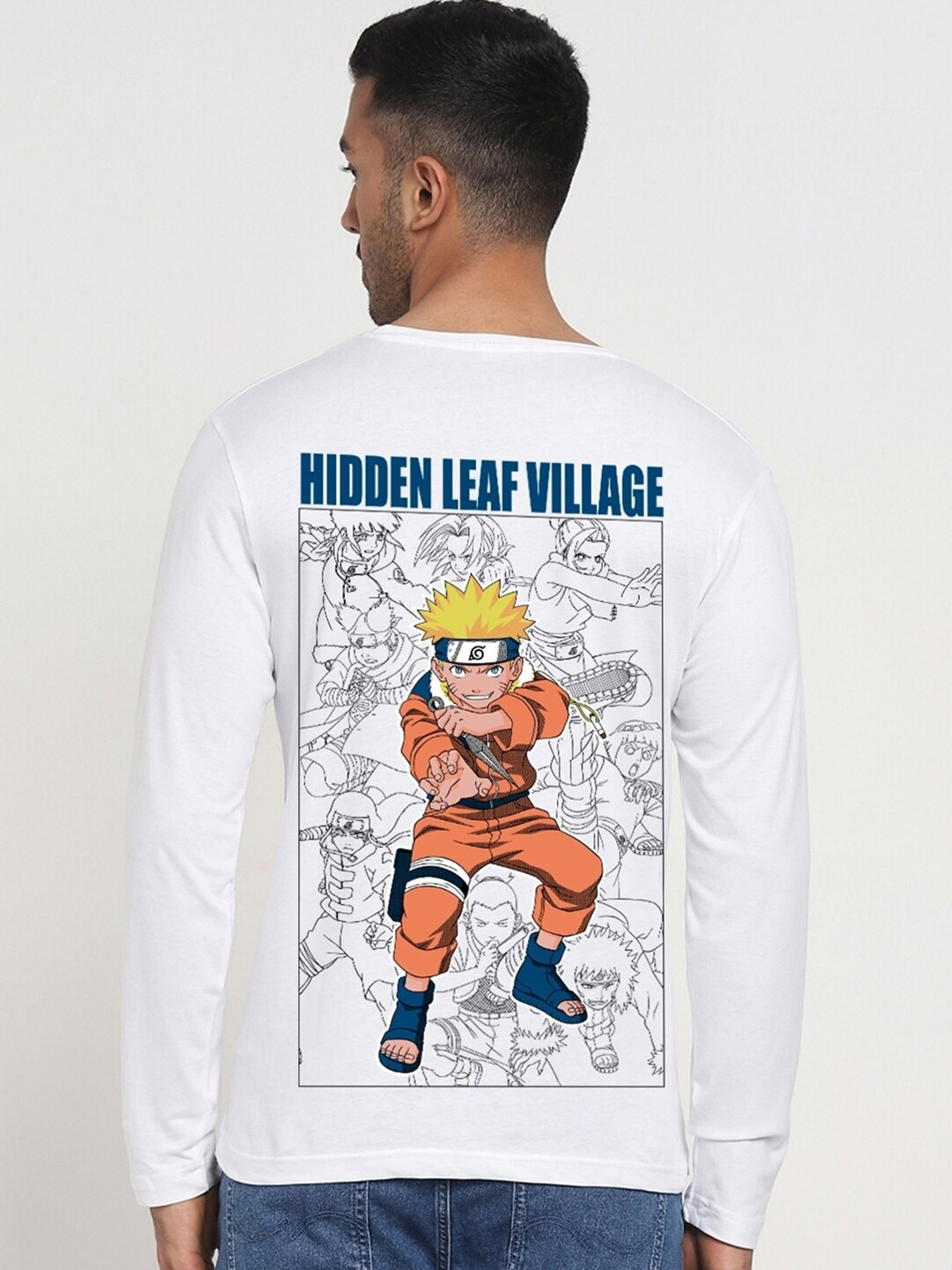 

Bewakoof Naruto Graphic Printed Drop-Shoulder Sleeves Oversized Pure Cotton T-shirt, White