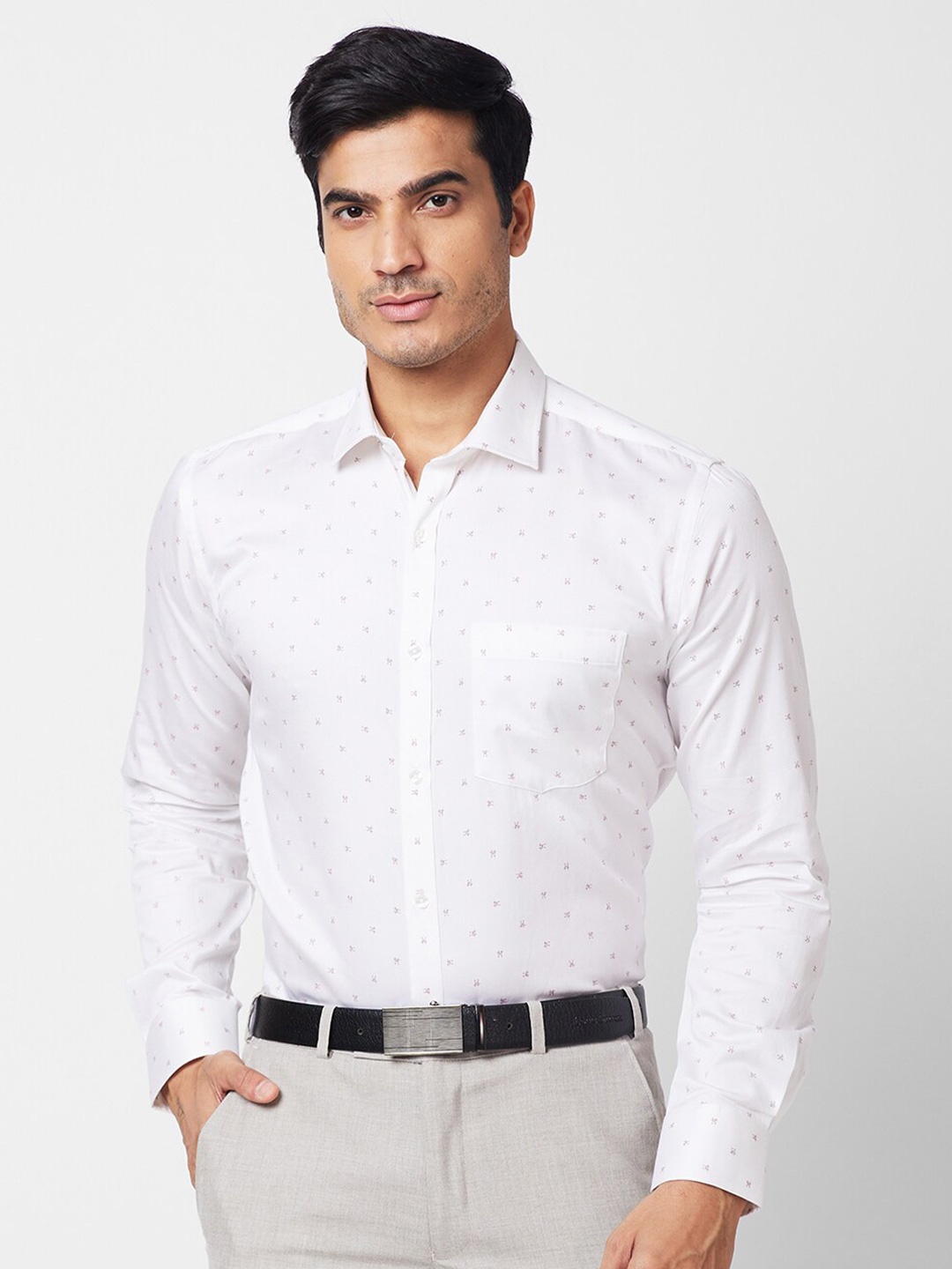 

Park Avenue Slim Fit Printed Cotton Formal Shirt, White