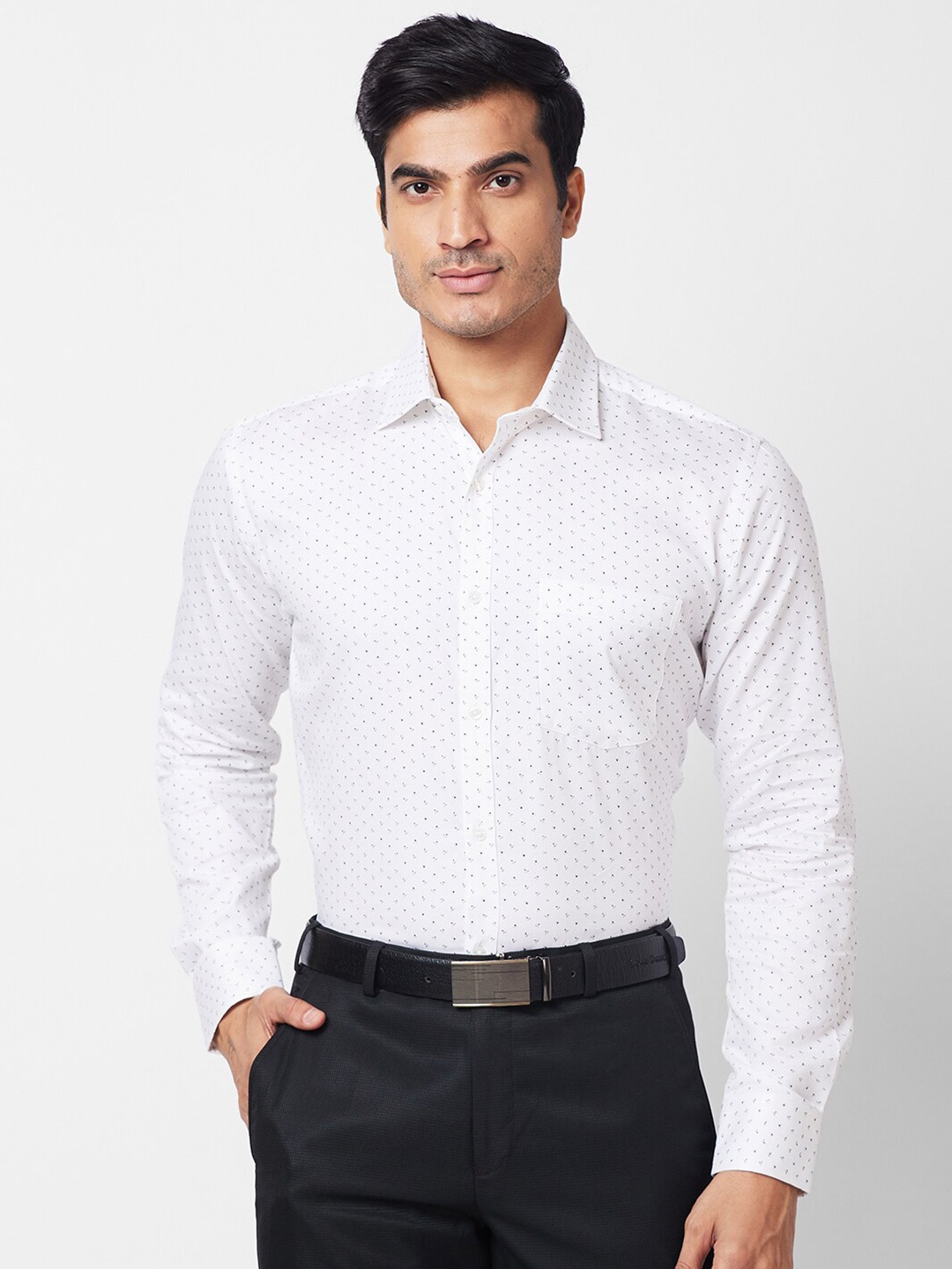 

Park Avenue Slim Fit Printed Cotton Formal Shirt, White