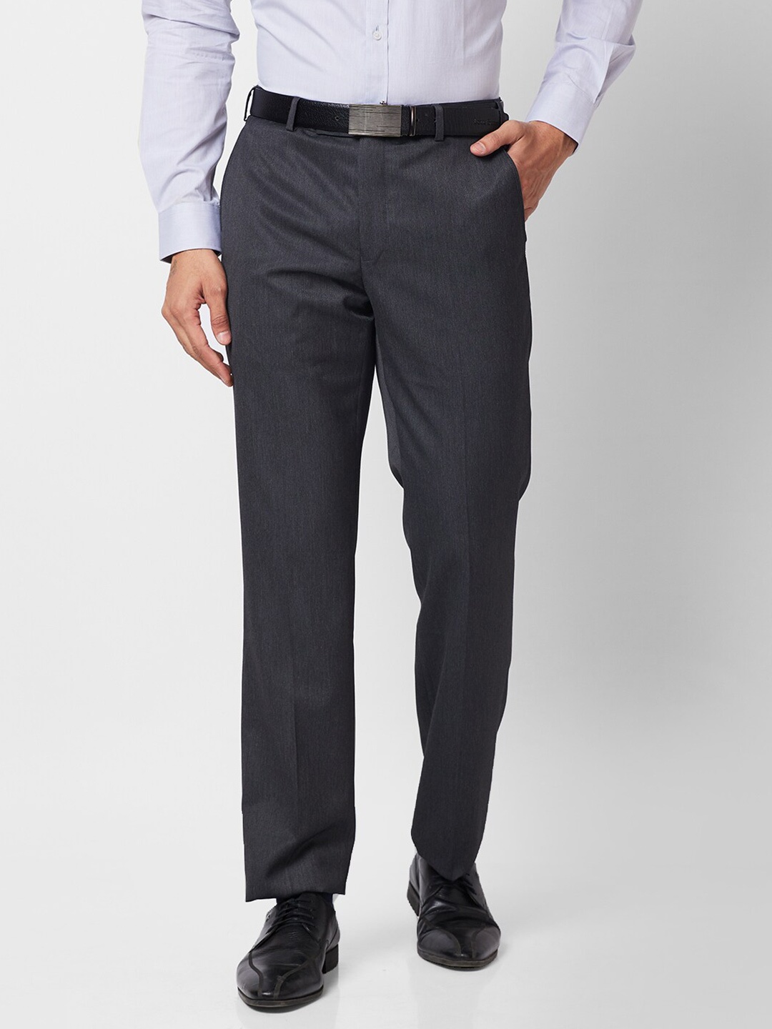 

Park Avenue Men Regular Fit Self Design Trousers, Grey