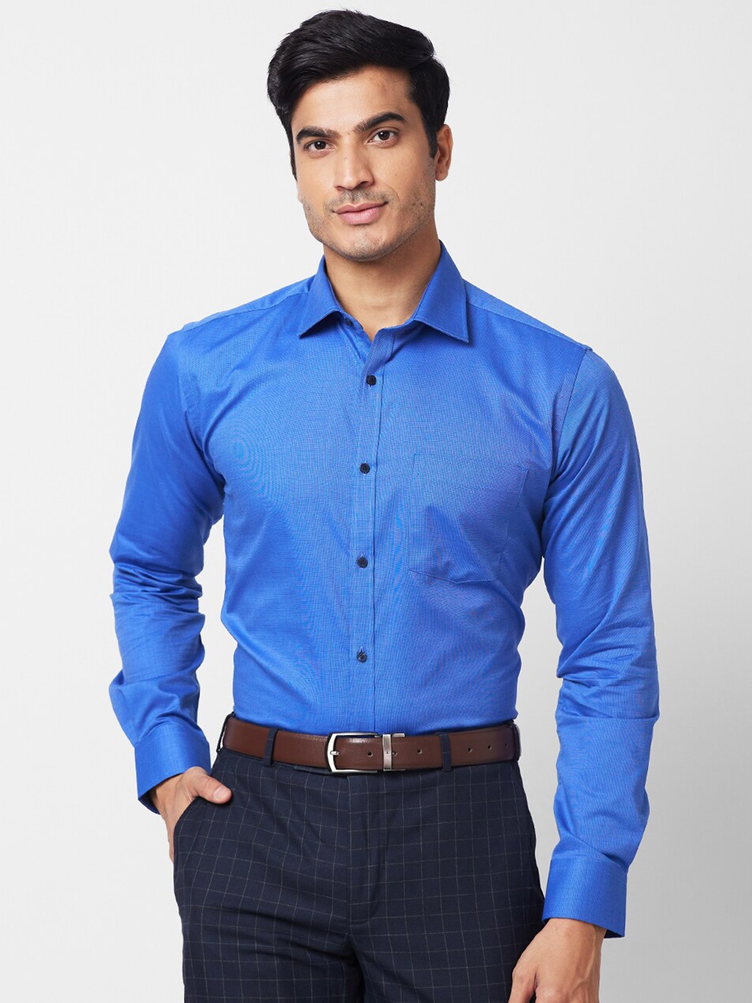 

Park Avenue Slim Fit Opaque Cotton Formal Shirt, Blue