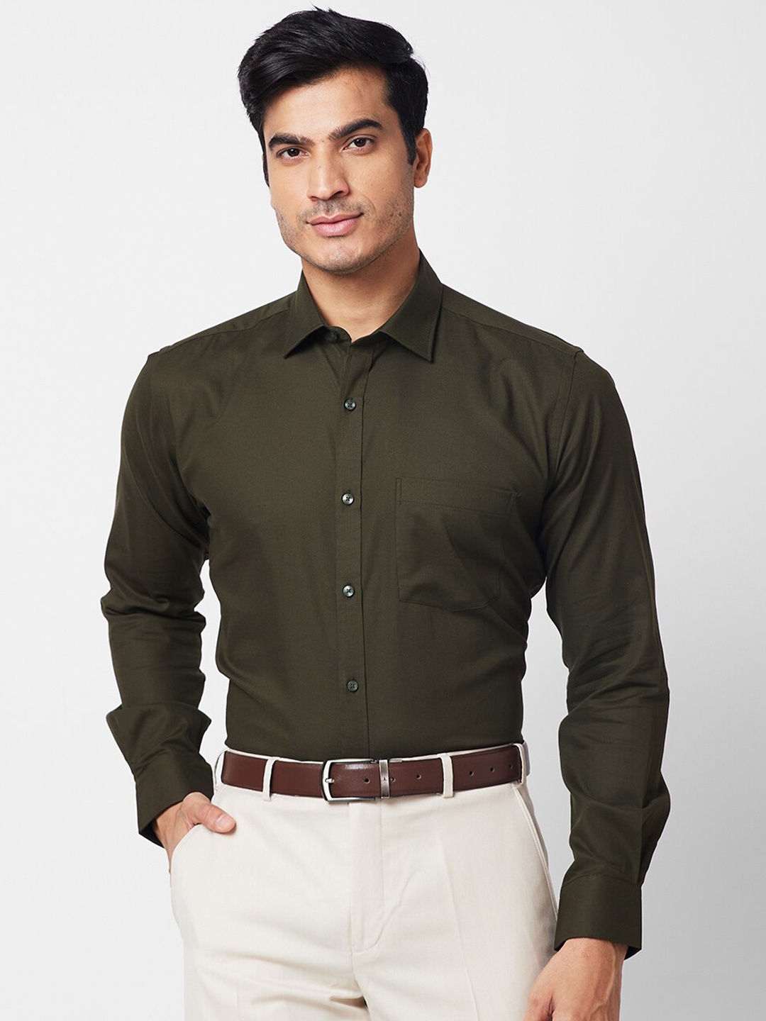 

Park Avenue Slim Fit Cotton Formal Shirt, Green