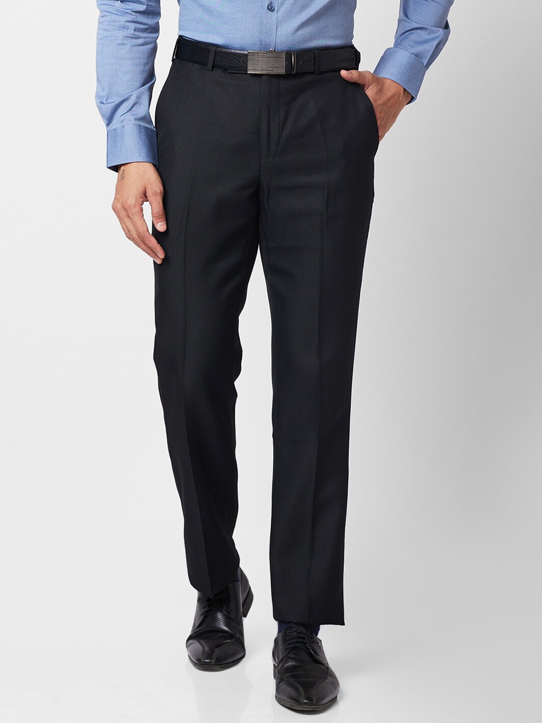

Park Avenue Self Design Regular Fit Formal Trouser, Black