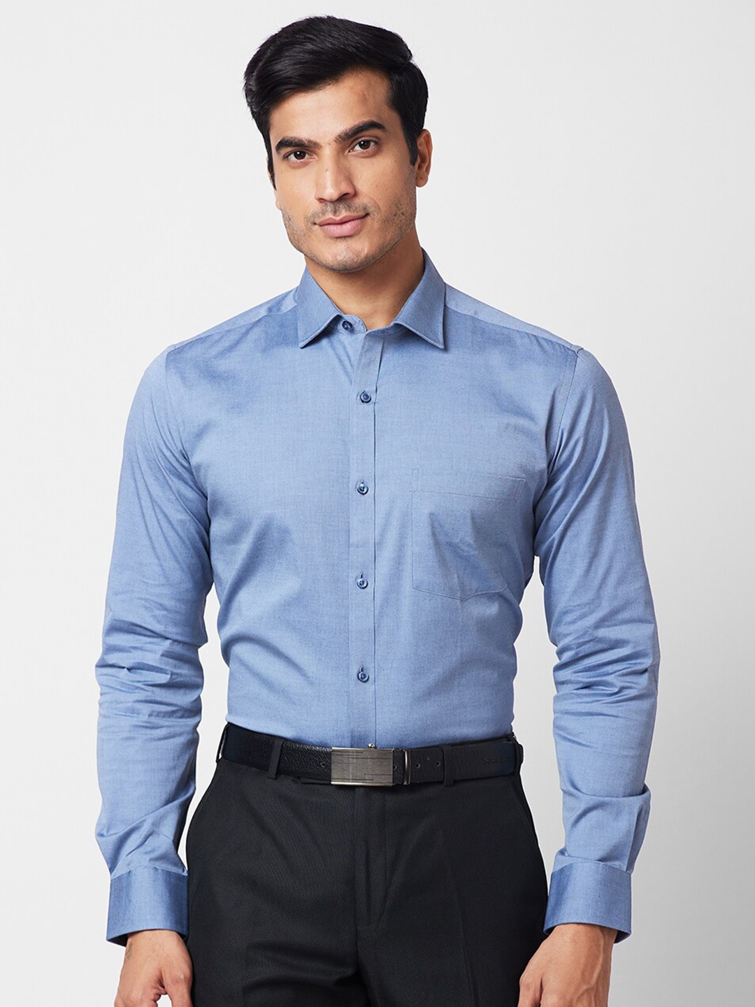 

Park Avenue Slim Fit Opaque Cotton Formal Shirt, Blue