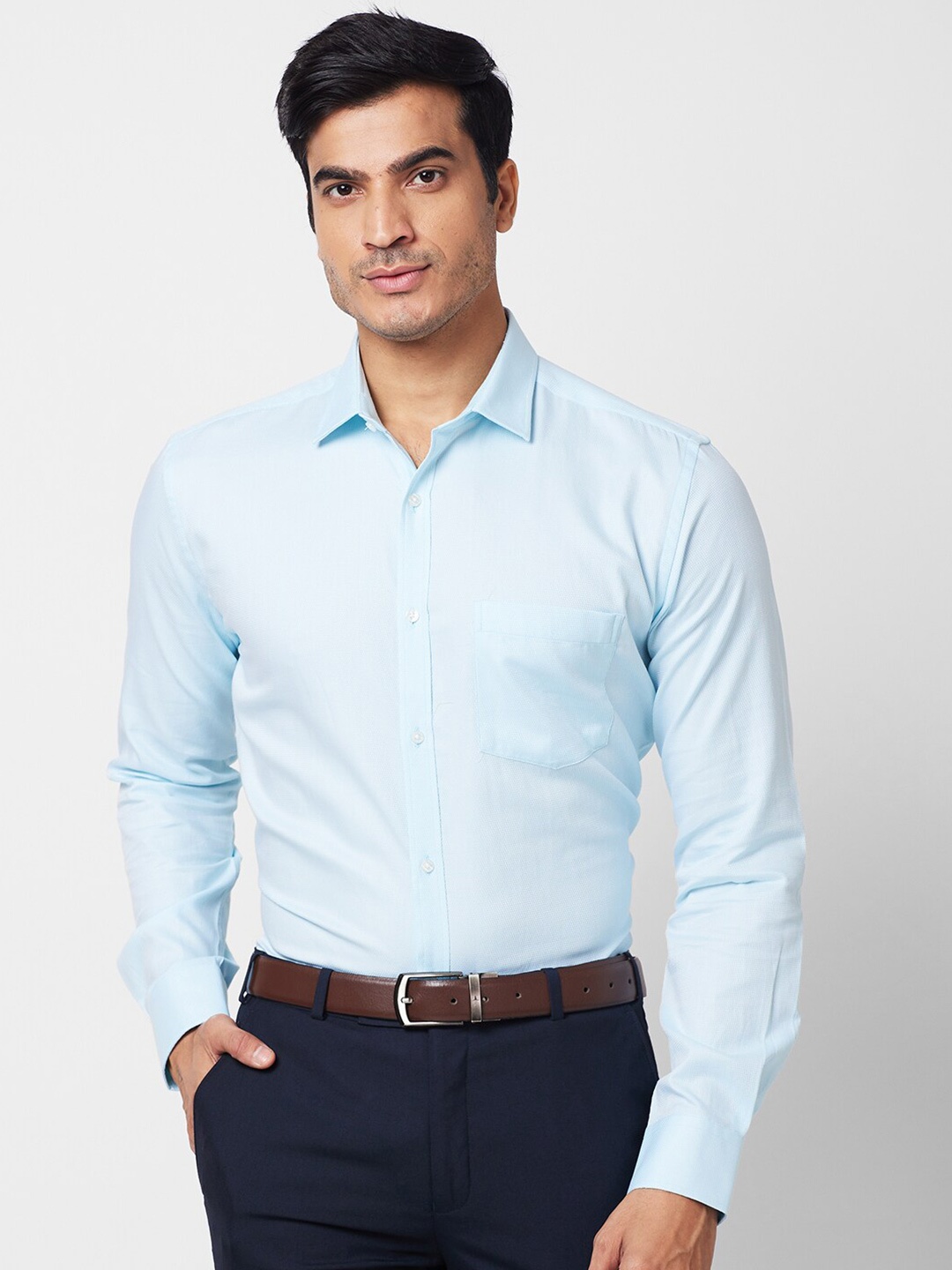 

Park Avenue Slim Fit Self Design Cotton Formal Shirt, Green