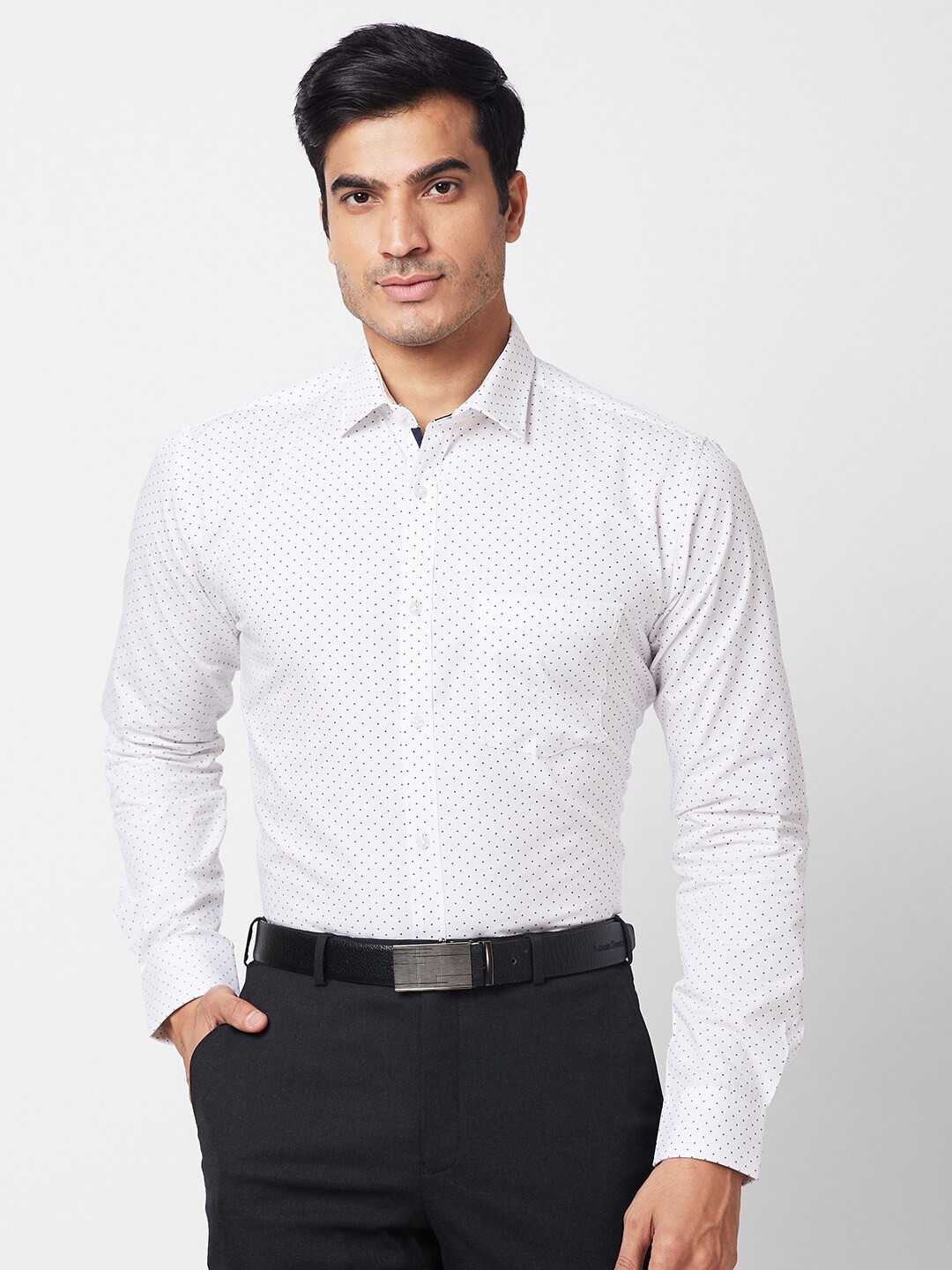

Park Avenue Slim Fit Micro Ditsy Printed Cotton Formal Shirt, White