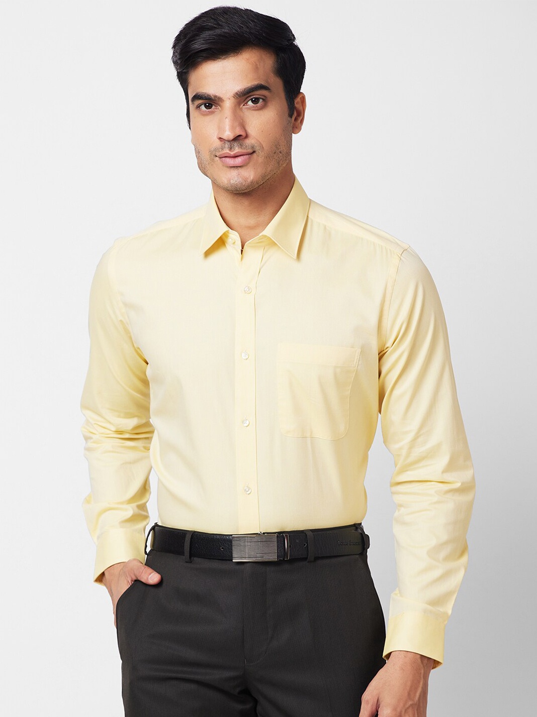 

Raymond Spread Collar Long Sleeves Cotton Formal Shirts, Yellow