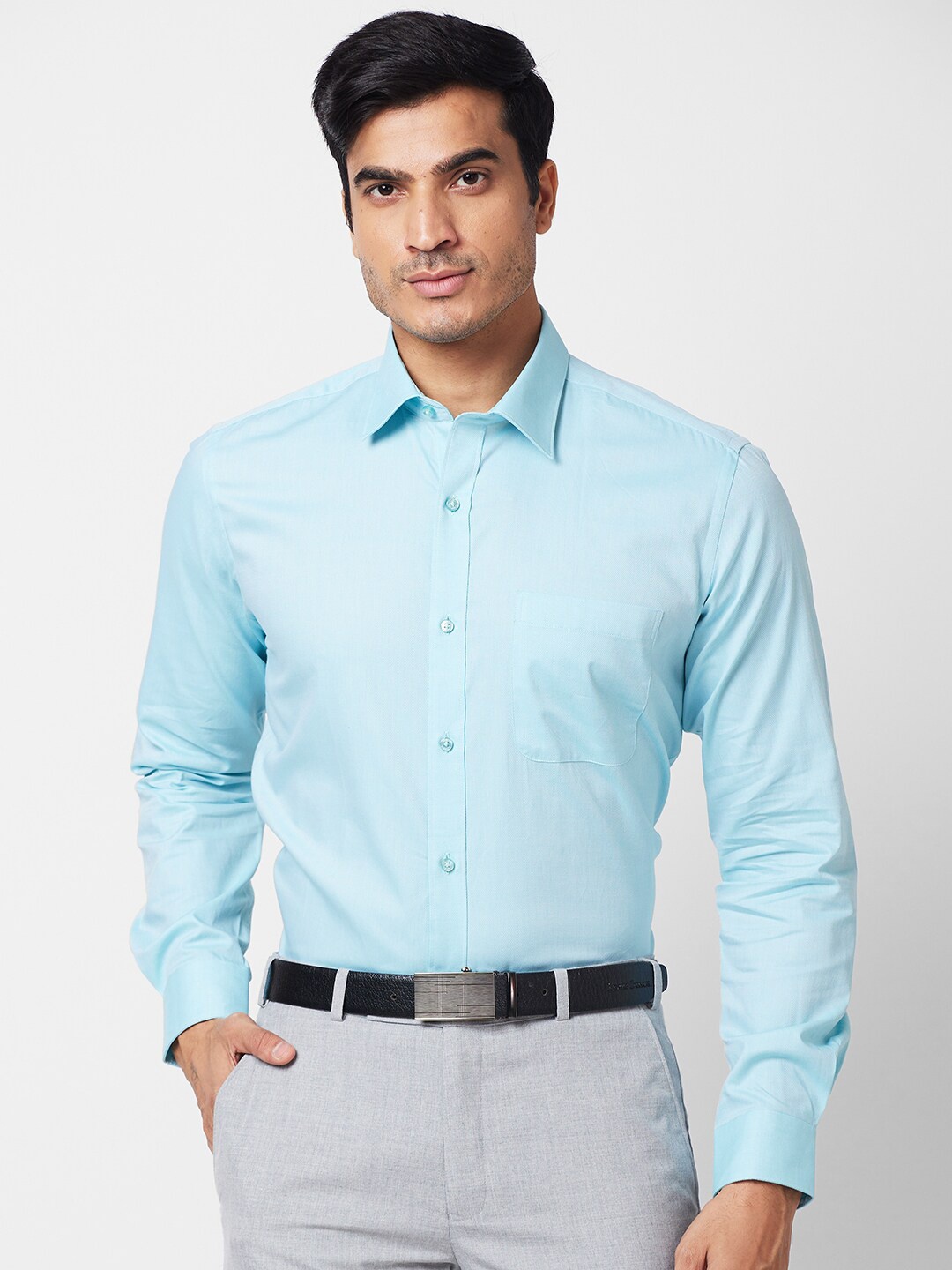 

Raymond Spread Collar Cotton Formal Shirt, Blue