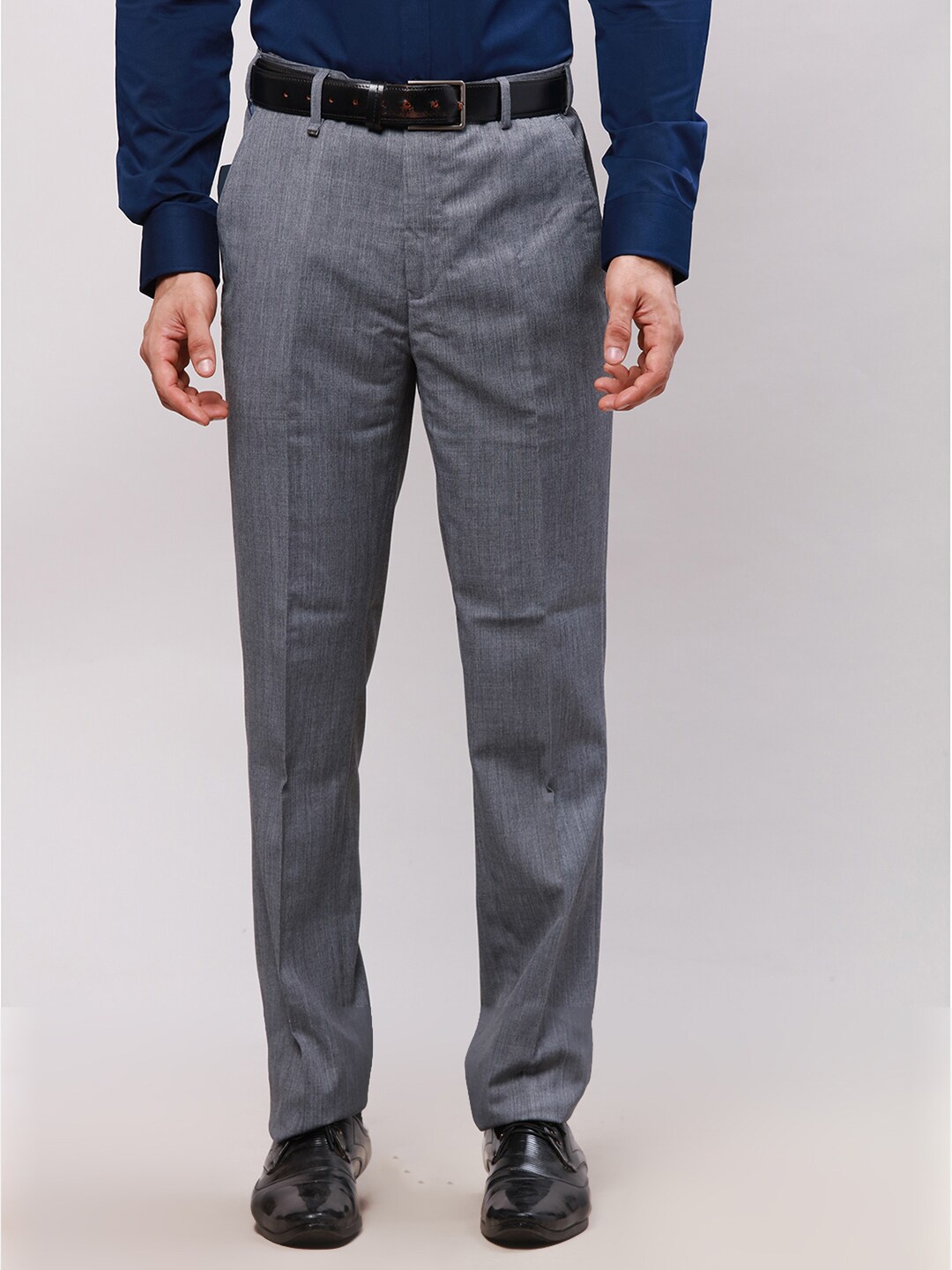 

Raymond Self-Design Slim-Fit Formal Trousers, Grey
