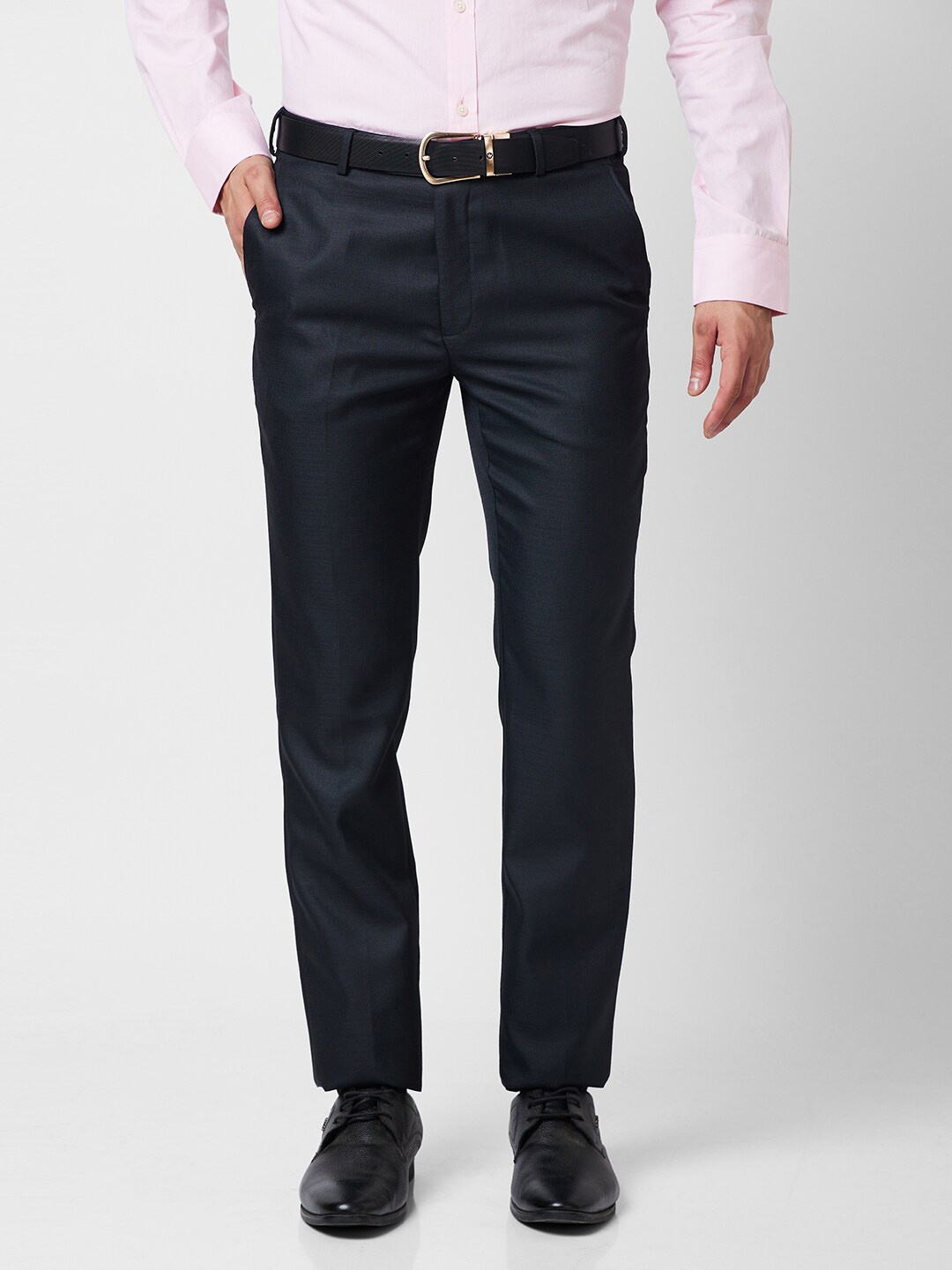 

Raymond Slim Fit Self Design Trousers, Blue