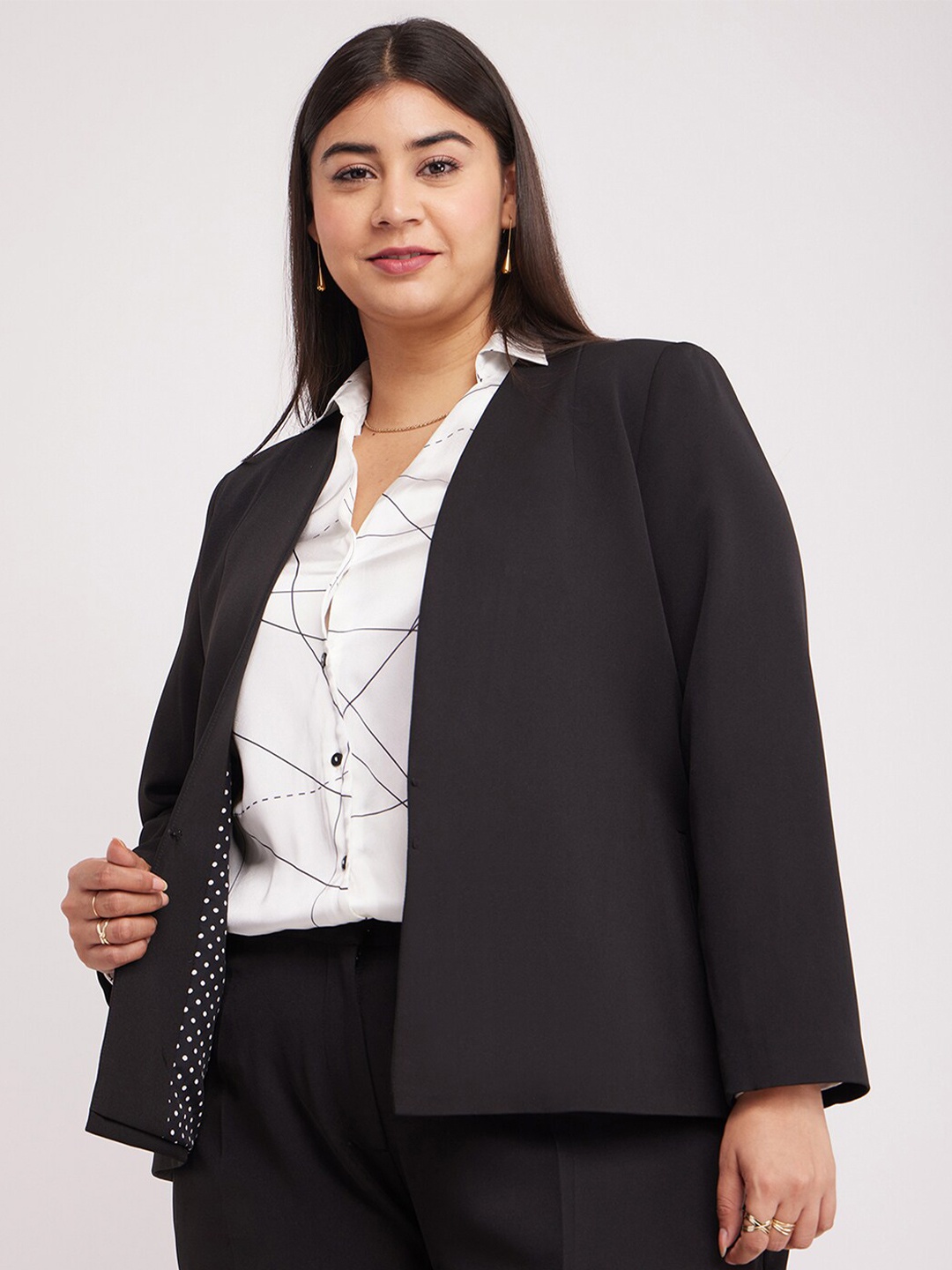 

FableStreet X Plus-Size Open-Front Blazer, Black