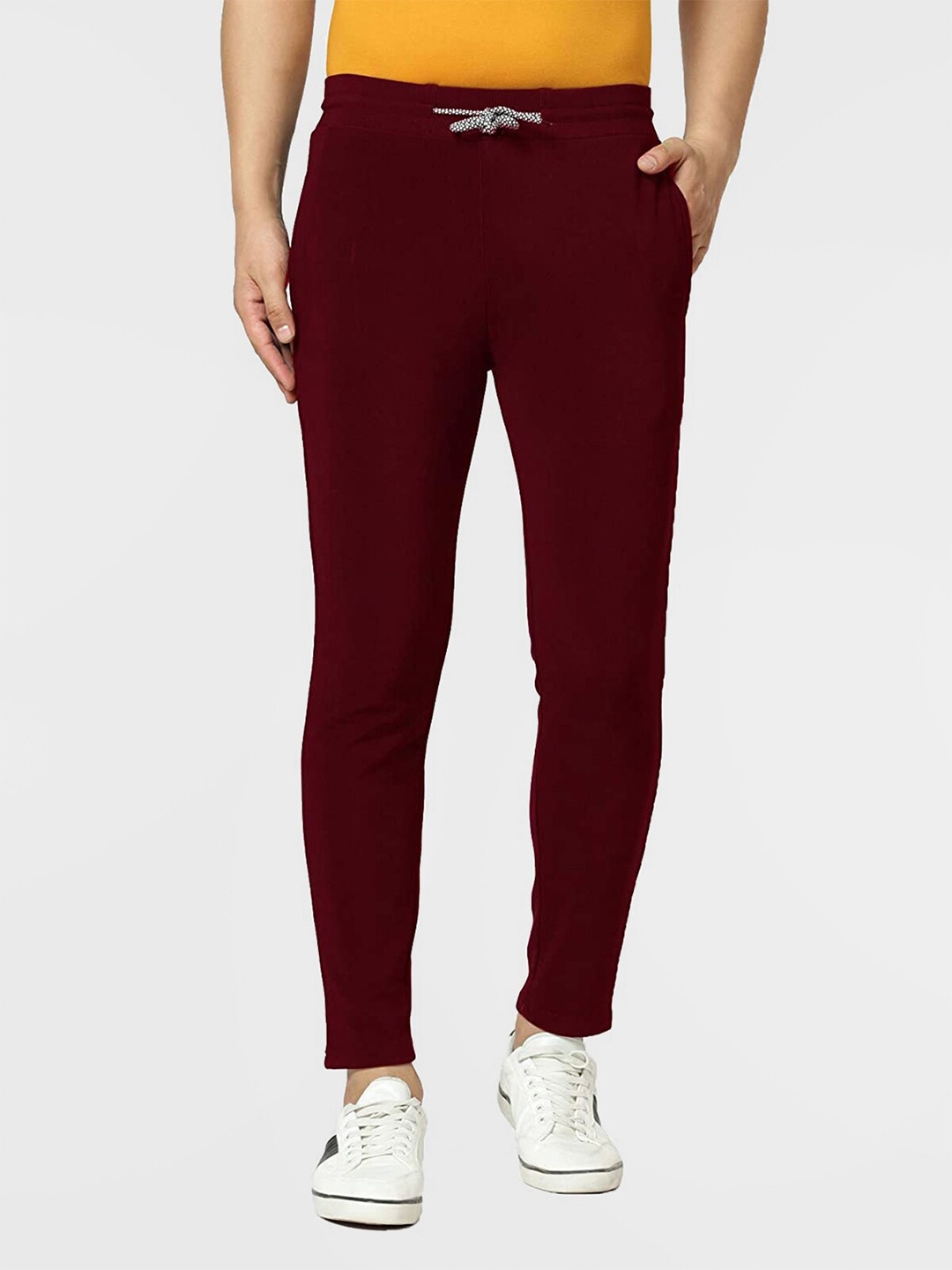 

BAESD Men Mid-Rise Dry Fit Track Pants, Maroon