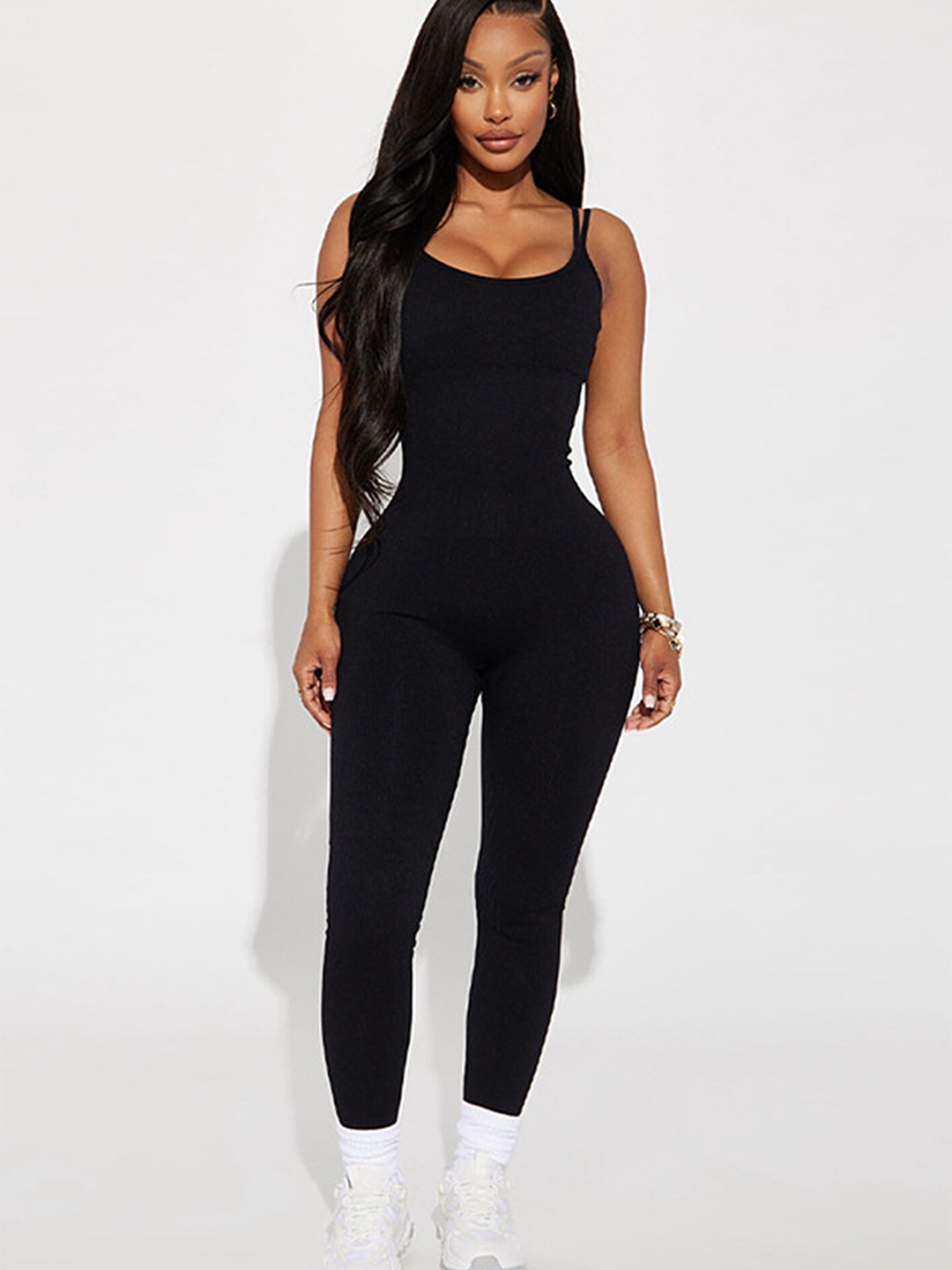 

LULU & SKY Criss-Cross Slim Jumpsuit, Black