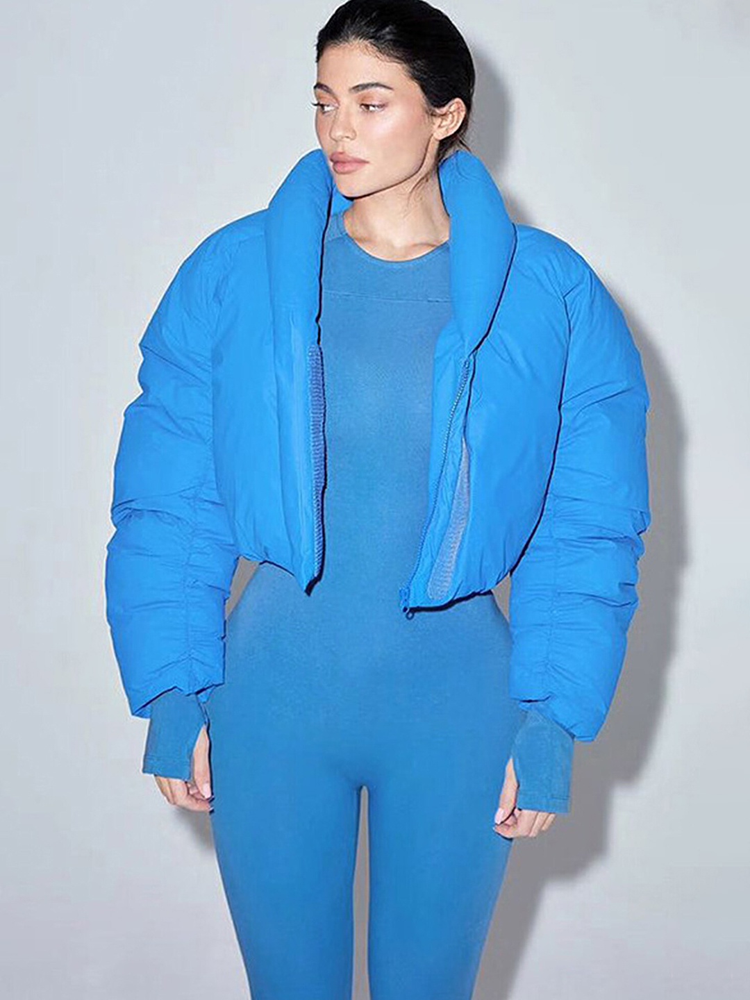 

LULU & SKY Round Neck Long Sleeves Basic Jumpsuit, Blue