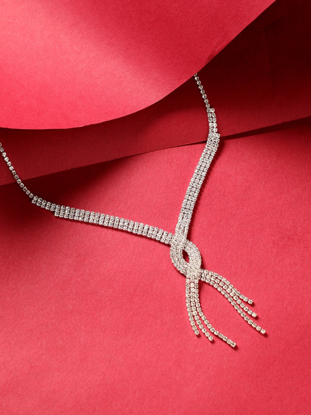 

DressBerry White Silver-Plated Stone Studded Necklace
