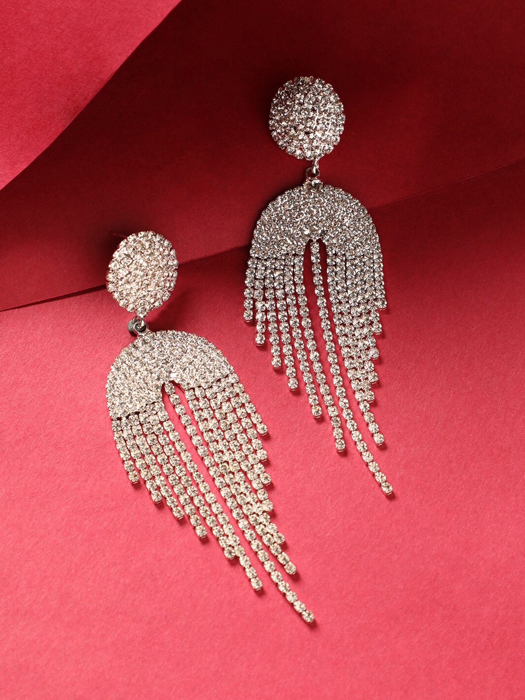 

DressBerry Silver-Toned Silver-Plated Contemporary Drop Earrings