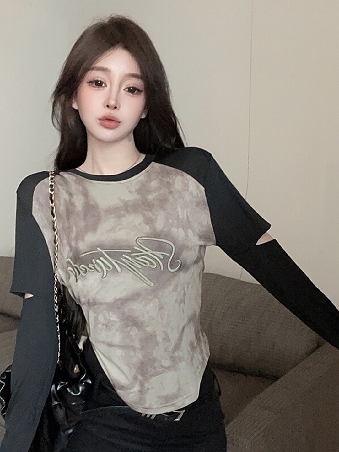 

StyleCast Green Typography Printed Round Neck Top, Grey