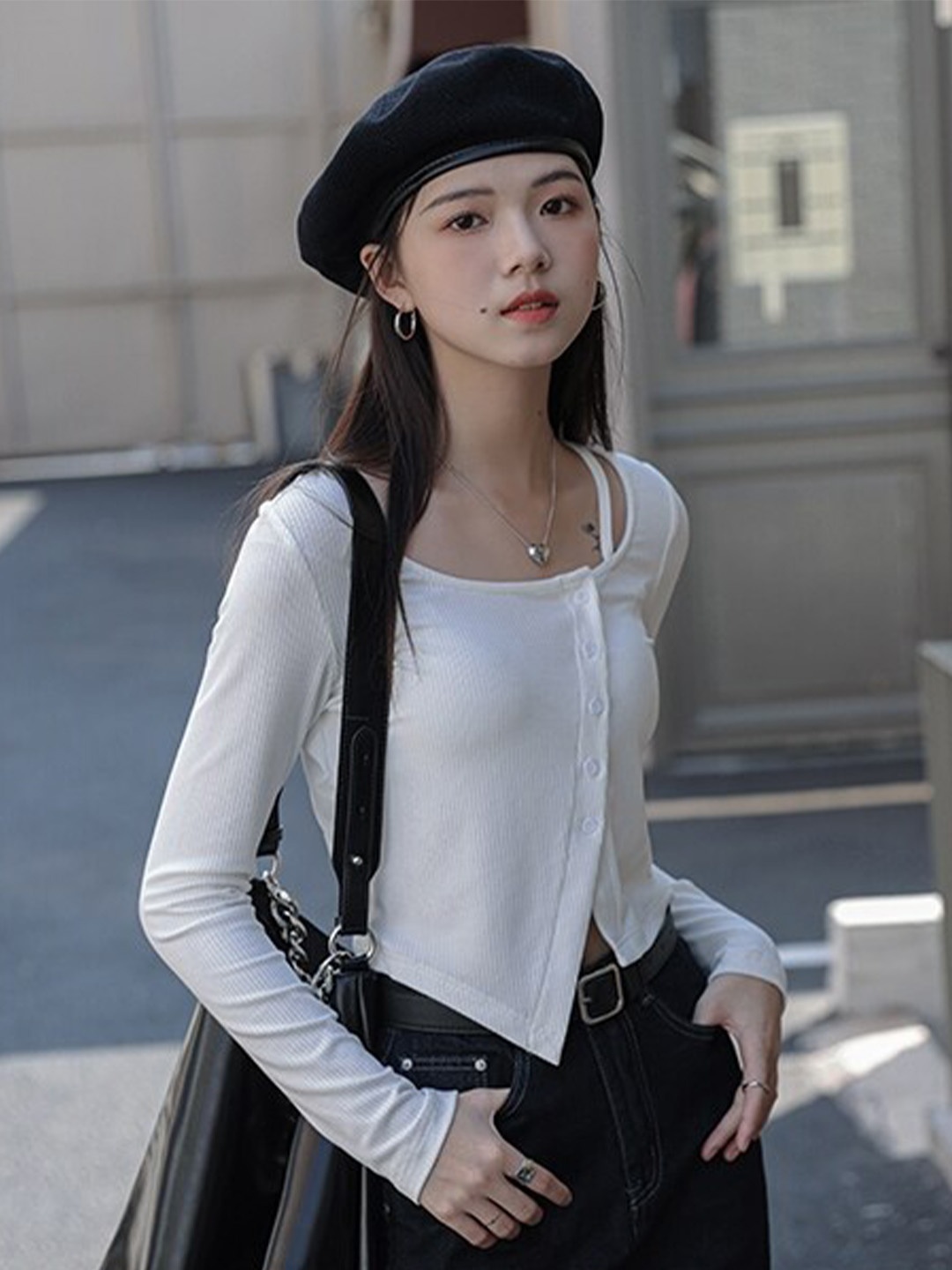 

StyleCast Round Neck Top, White