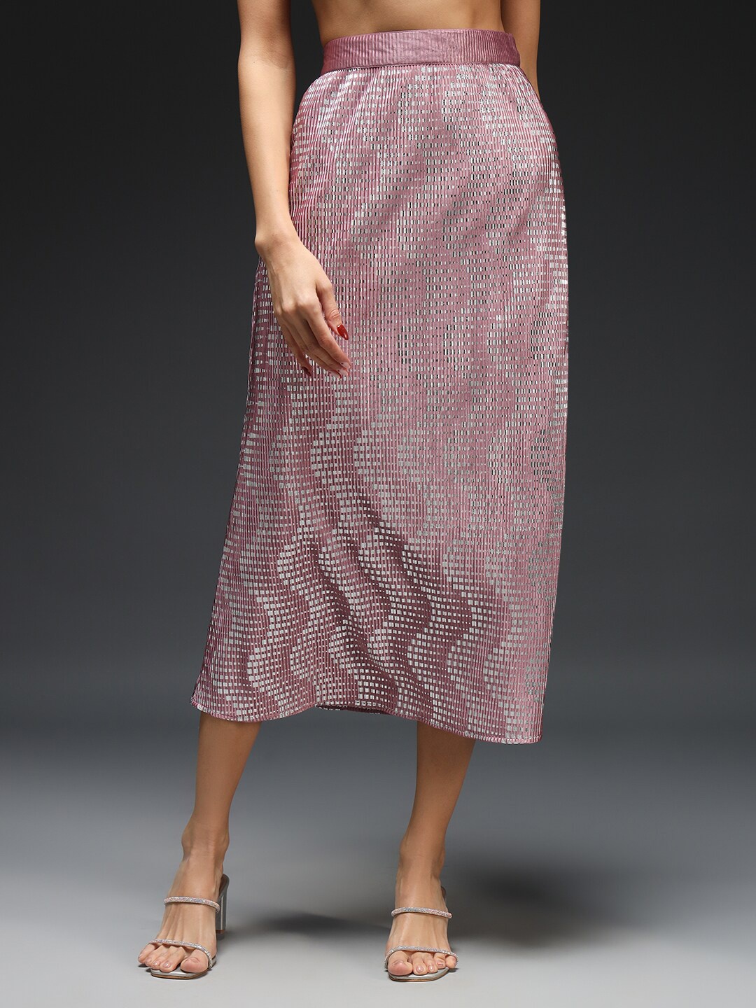 

Kannan Self-Designed A-line Midi Nyra Skirts, Peach