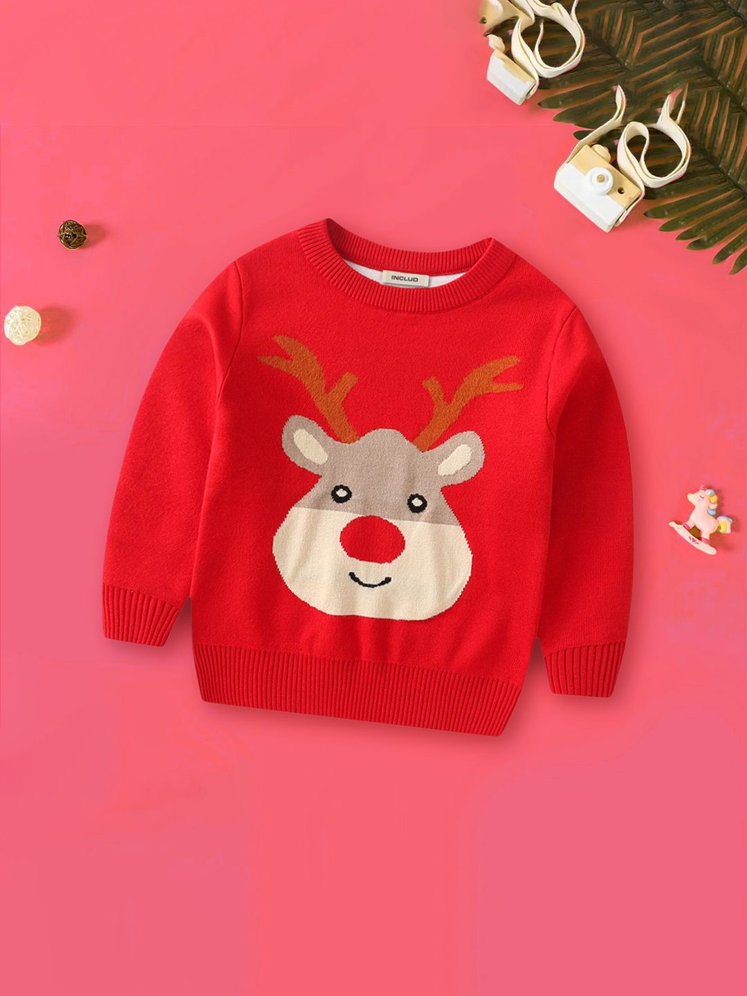 

INCLUD Boys Graphic Printed Pullover, Red