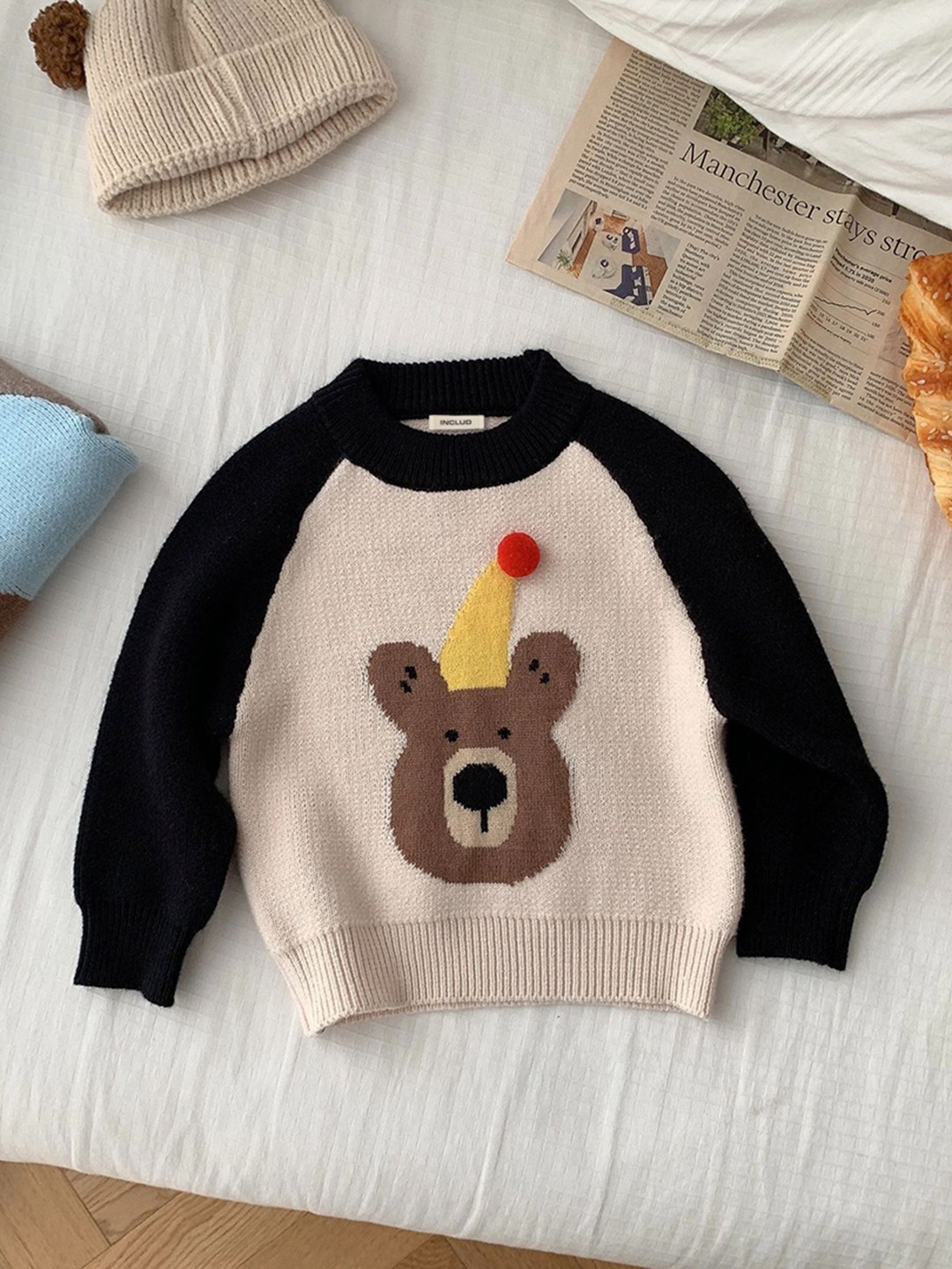

INCLUD Boys Graphic Printed Pullover, Beige