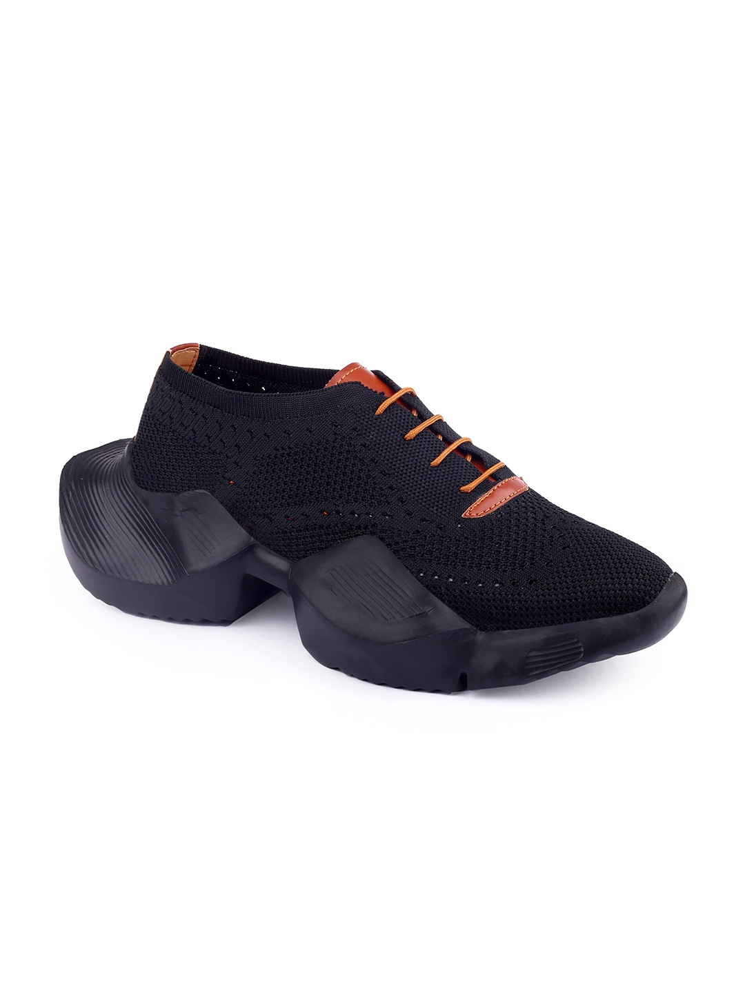 

Bxxy Men Round Toe Mesh Lace-Ups Sneakers, Black