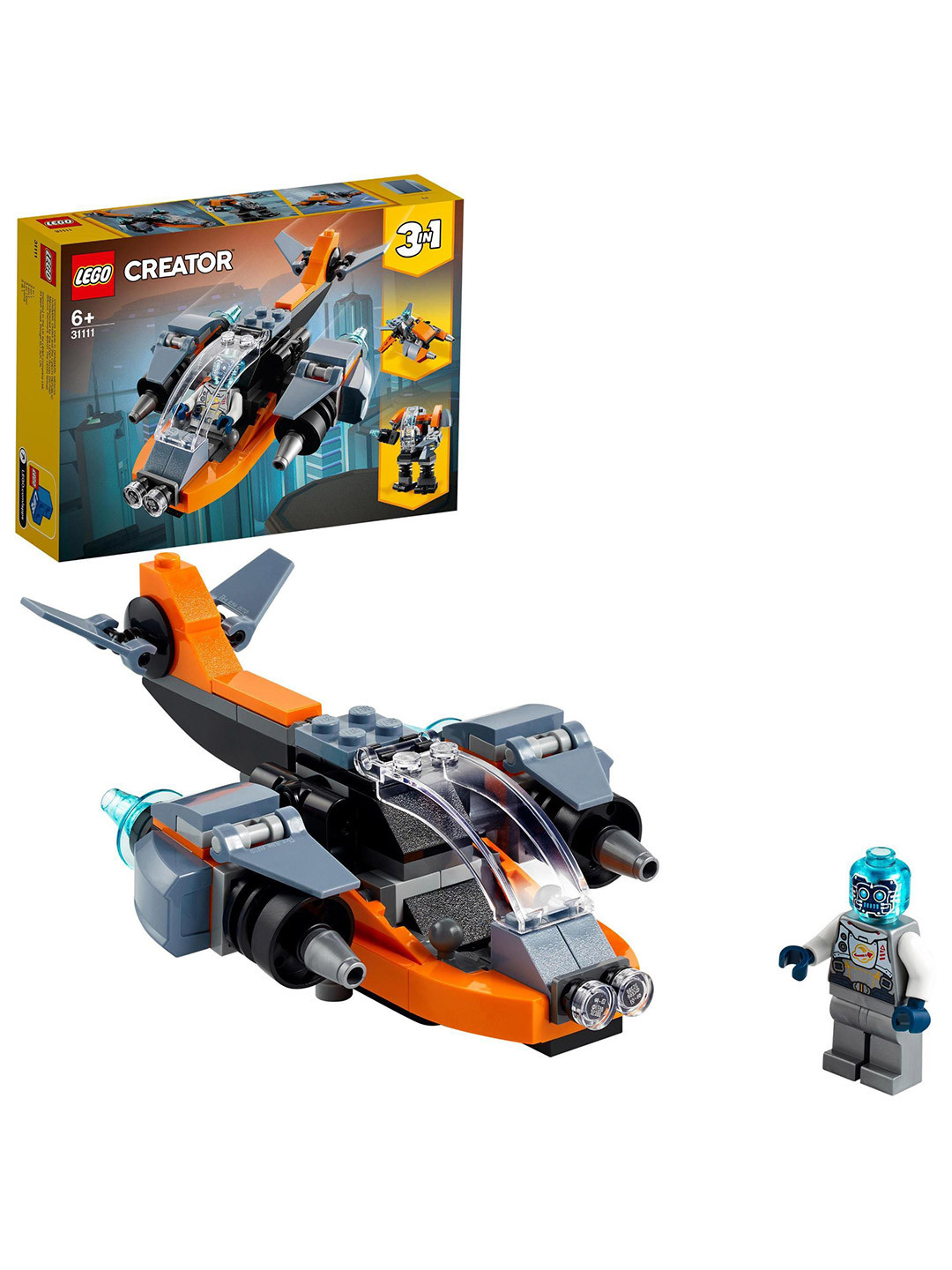

LEGO Kids 113 Pieces Creator 3 In 1 Cyber Drone Building Kit, Black