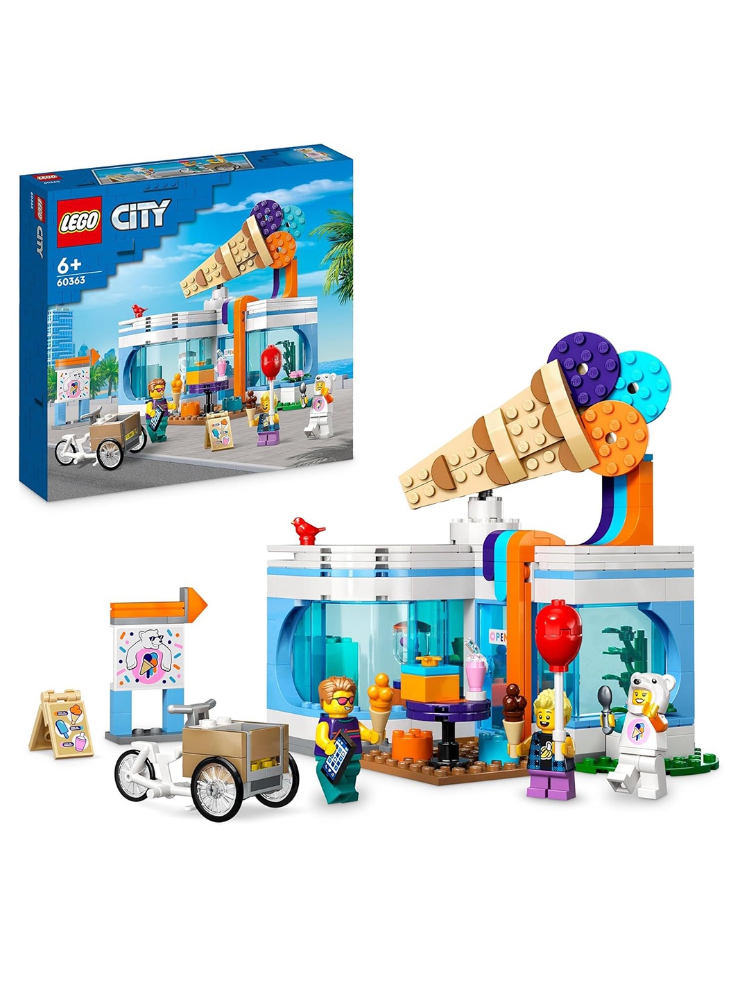 

LEGO Kids 296 Pieces City Ice-Cream Shop Building Set, Blue