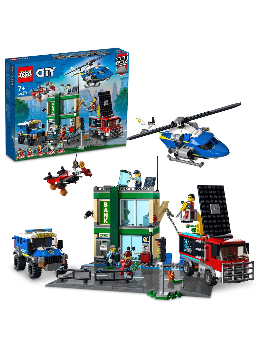 LEGO Set Of 915 City Police Chase at the Bank Building Kit, Blue