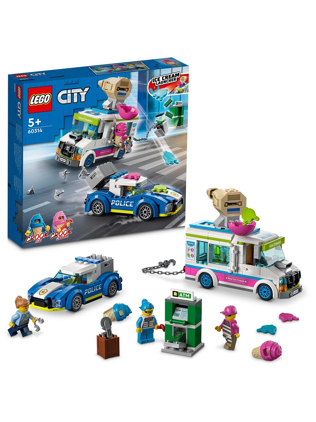 

LEGO 317 Pieces City Ice Cream Van Police Chase Building Kit, Blue