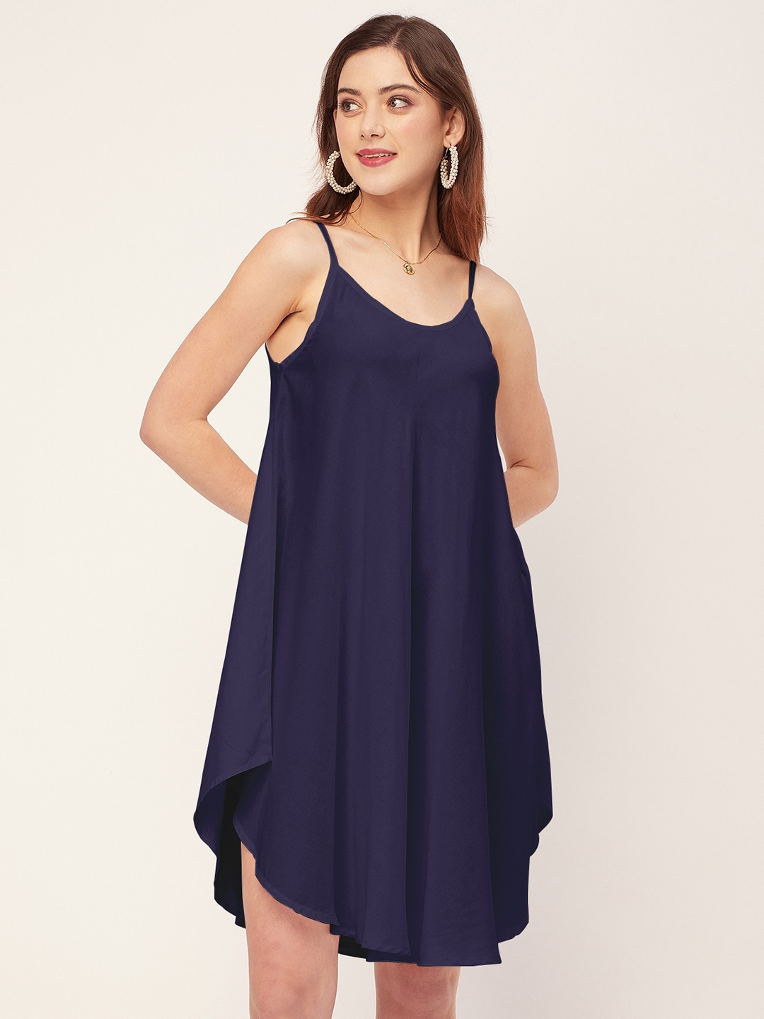 

Moomaya Sleeveless Asymmetric A-Line Dress, Blue