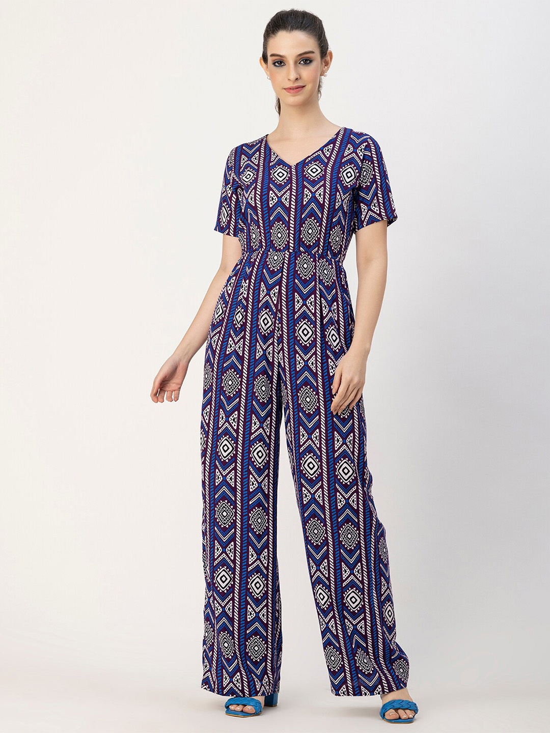 

Moomaya Ethnic Motifs Printed Basic Jumpsuit, Purple