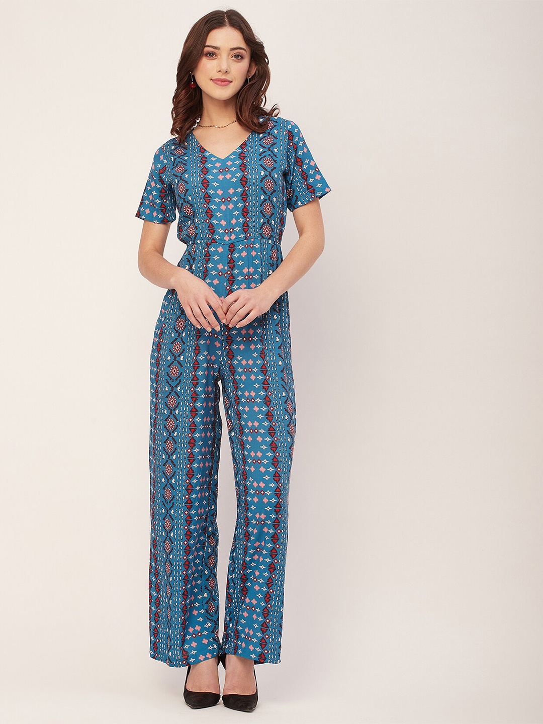 

Moomaya Ethnic Motifs Printed Basic Jumpsuit, Blue
