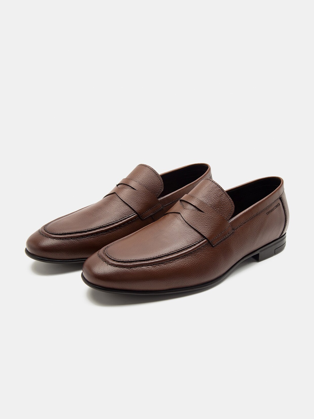 

THOMAS CRICK Men Leather Formal Loafers, Brown
