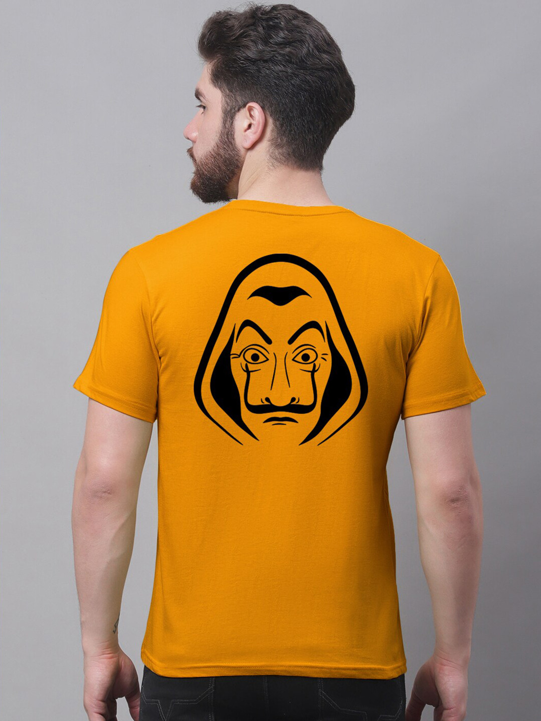 

Friskers Typography Round Neck Short Sleeves Cotton Printed Slim Fit Tshirt, Mustard