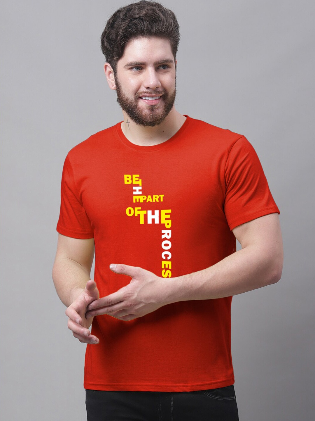 

Friskers Typography Printed Cotton Slim Fit T-shirt, Red