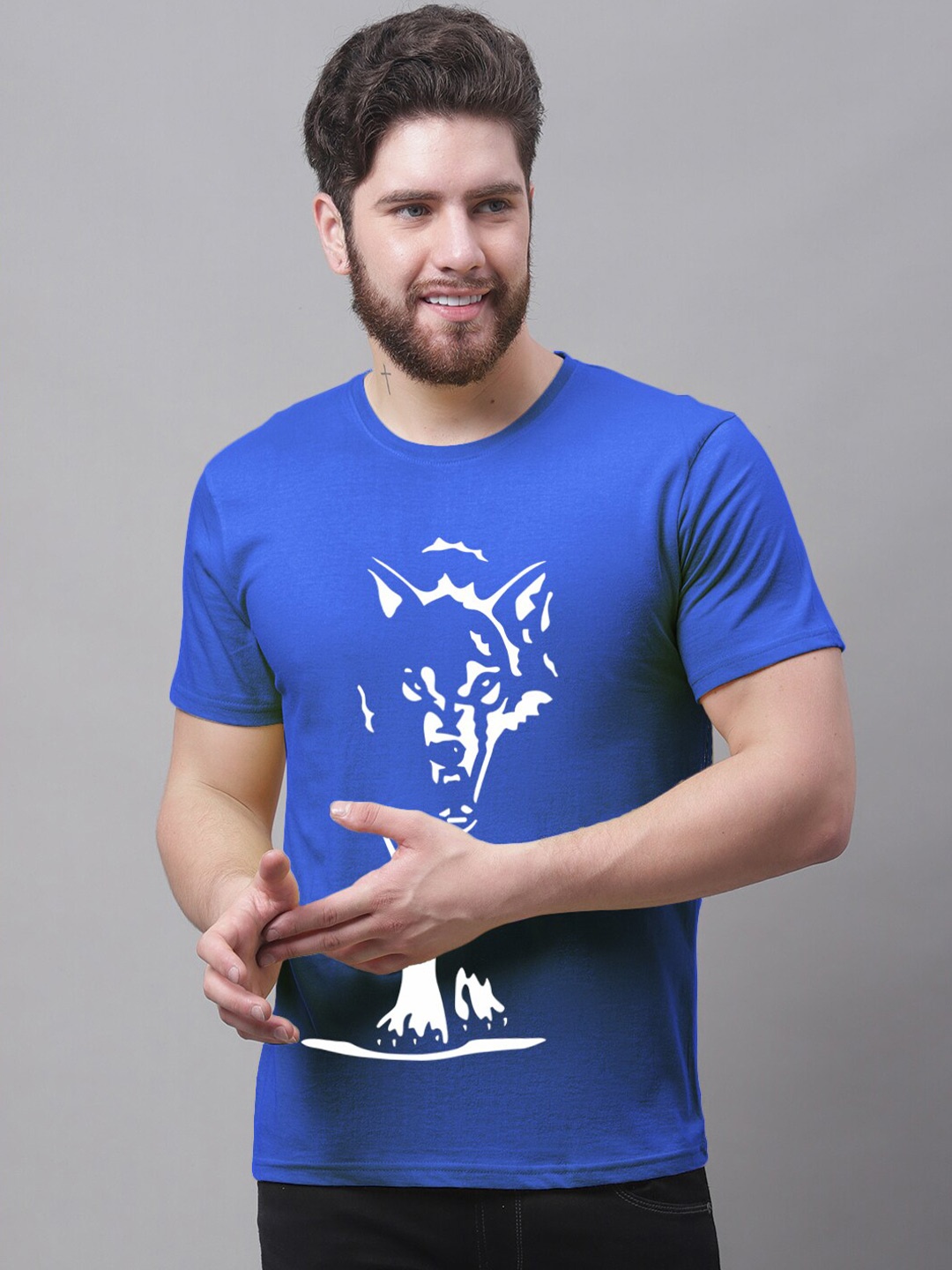 

Friskers Graphic Printed Round Neck Short Sleeves Cotton Slim Fit T-shirt, Blue