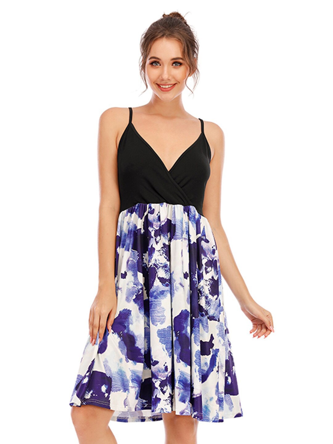 

StyleCast Navy Blue Abstract Printed Fit & Flare Dress