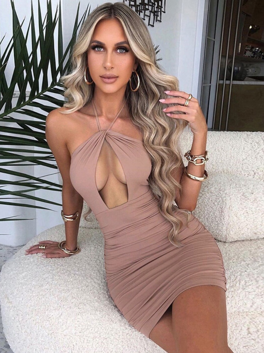 

StyleCast Brown Halter Neck Bodycon Dress